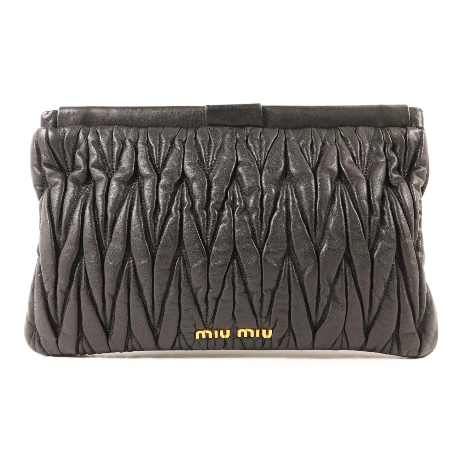 Miu Miu 牛皮皮革Pouch金扣手拿包