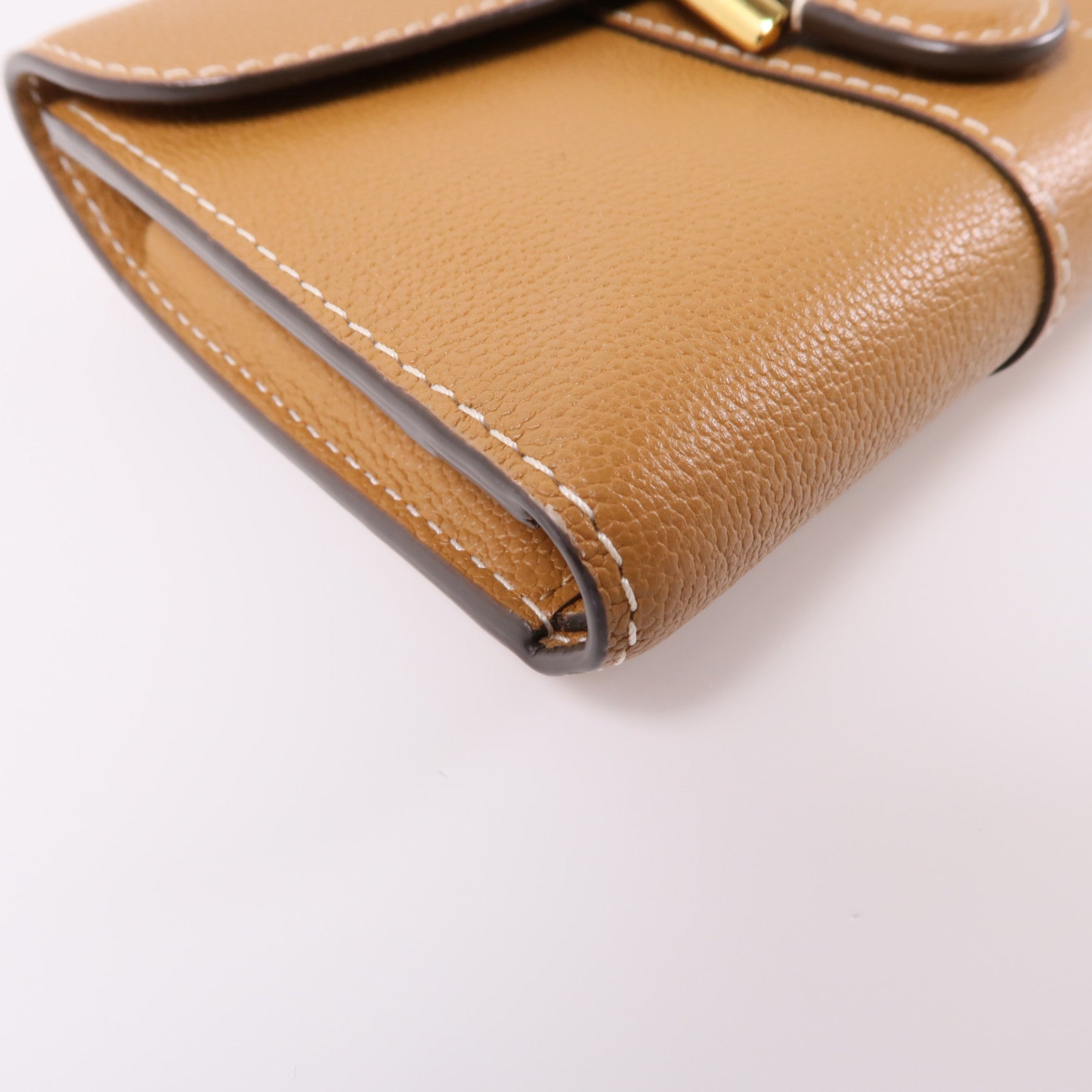 Delvaux 牛皮皮革Wallet金扣錢包棕色