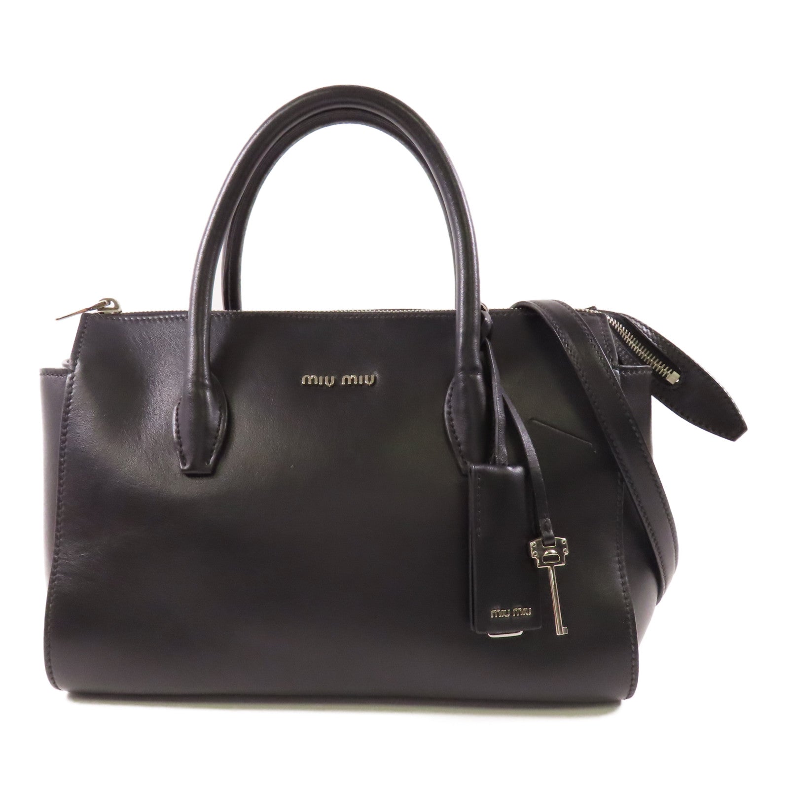 Miu Miu 皮革Hand Bag銀扣手挽肩背兩用袋