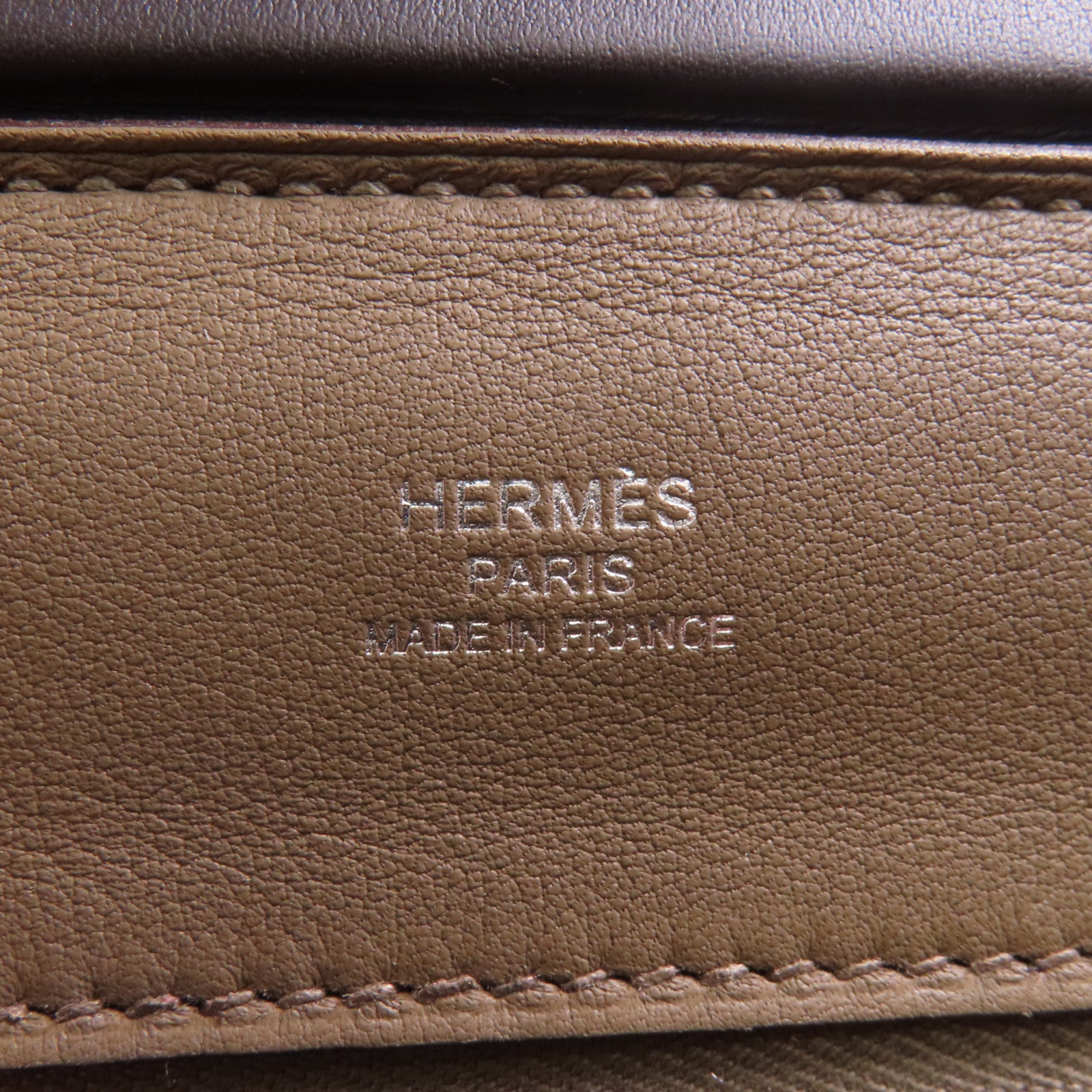 HERMES Evercolor/Swift皮革24/24 Mini銀扣手挽肩背兩用袋Etoupe/Ebene
