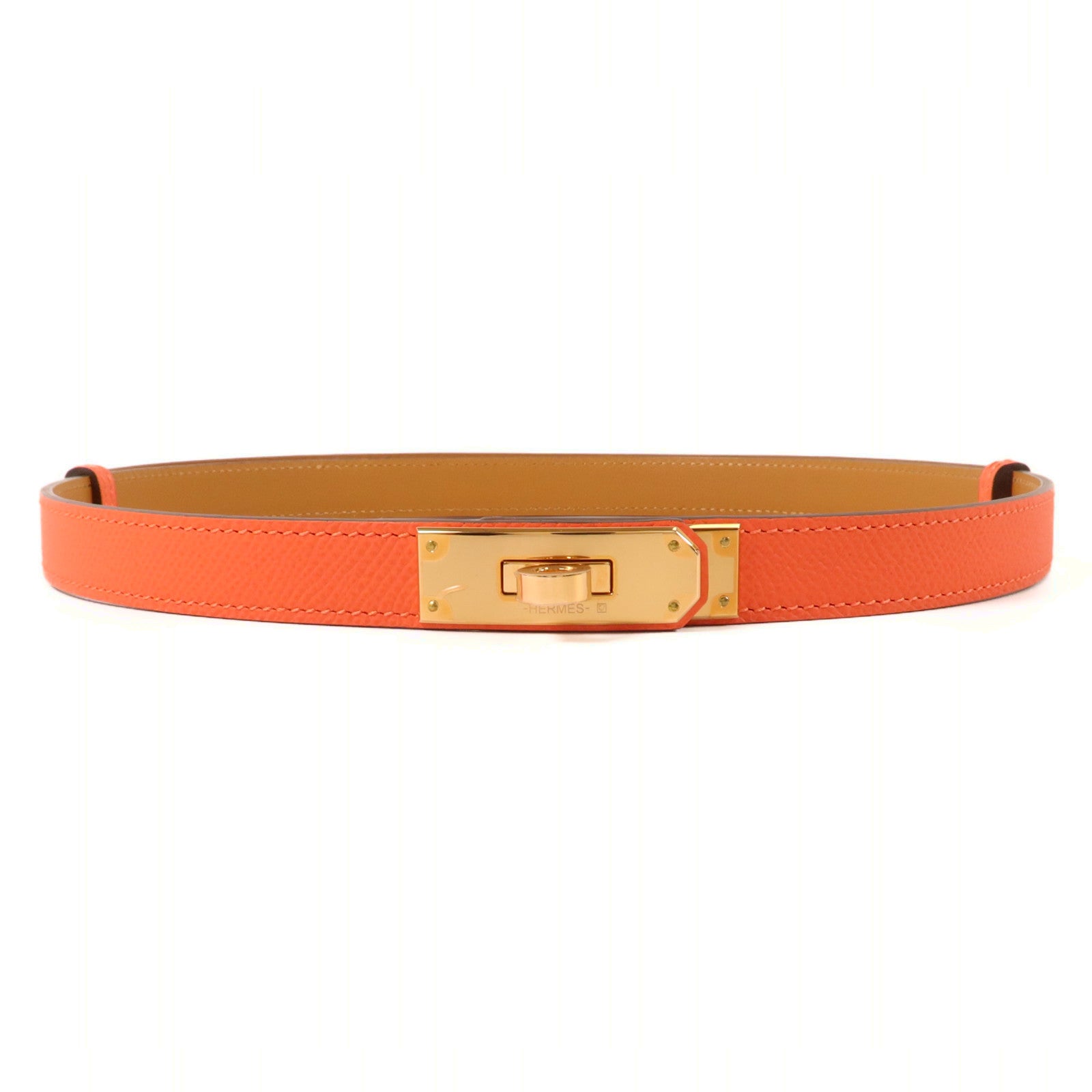 HERMES Epsom皮革Kelly 18 Belt皮帶Rose Jaipur