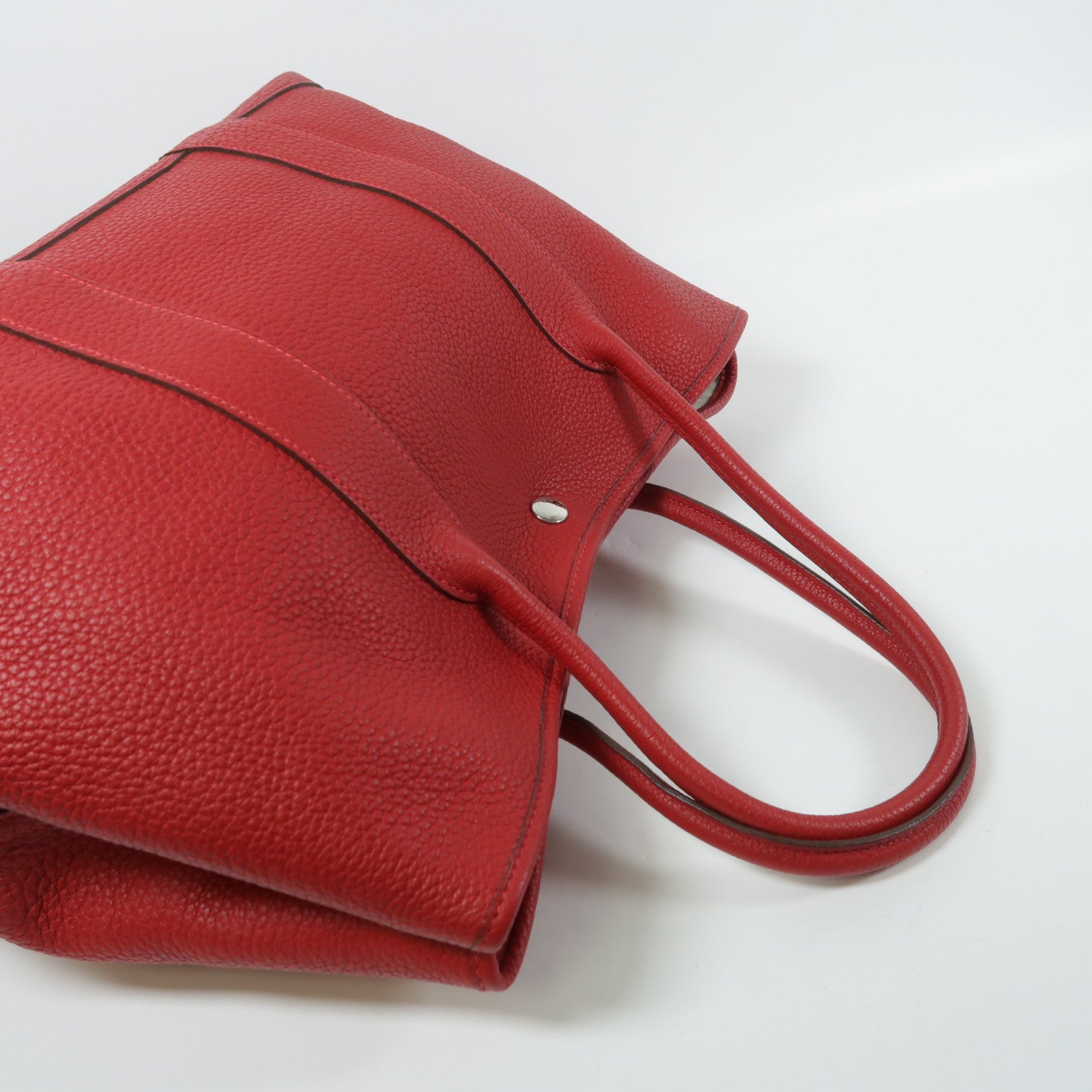 HERMES Negonda皮革Garden Party PM銀扣手挽袋Rouge Piment