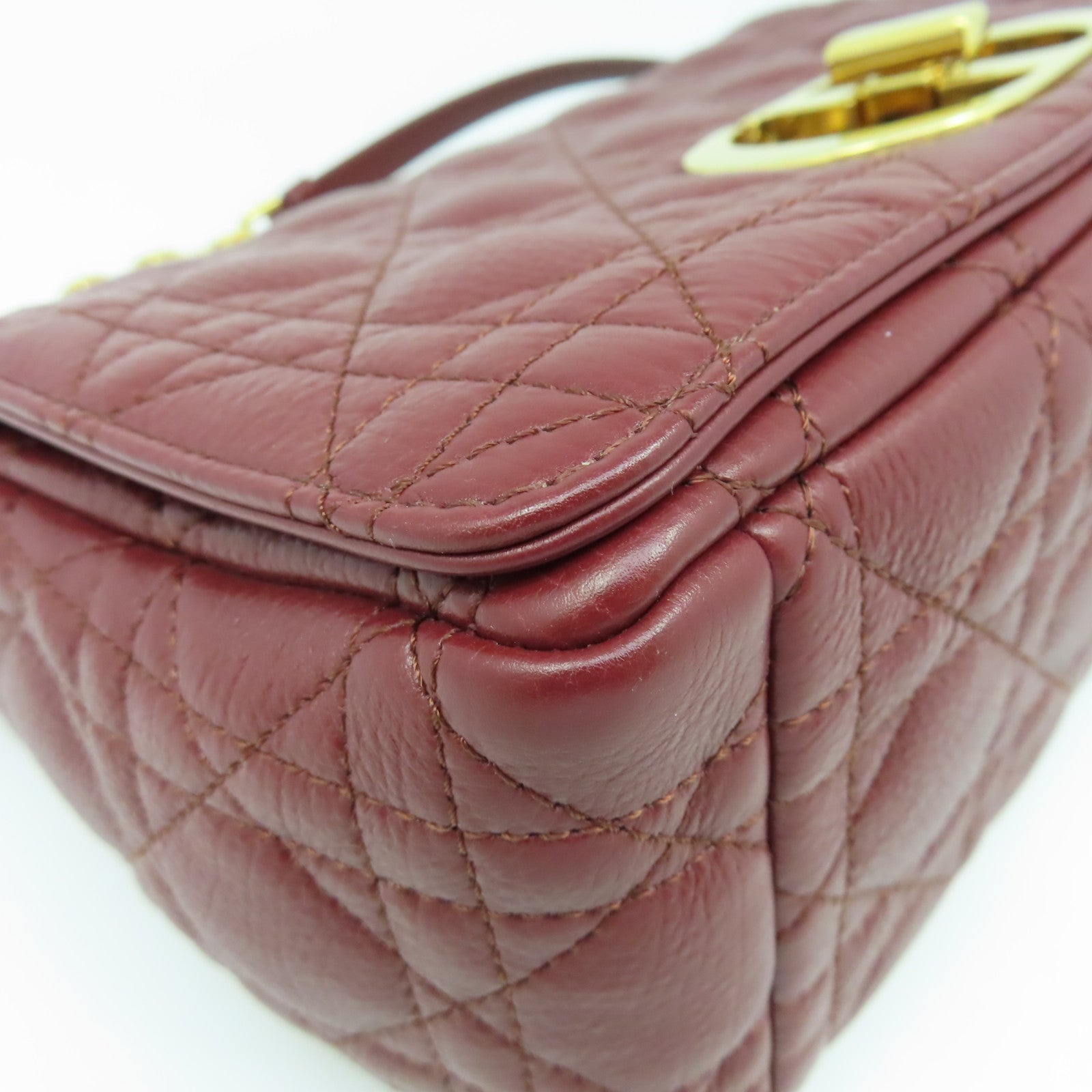 Dior 牛皮皮革Chain Shoulder金扣鏈帶肩背袋紅色
