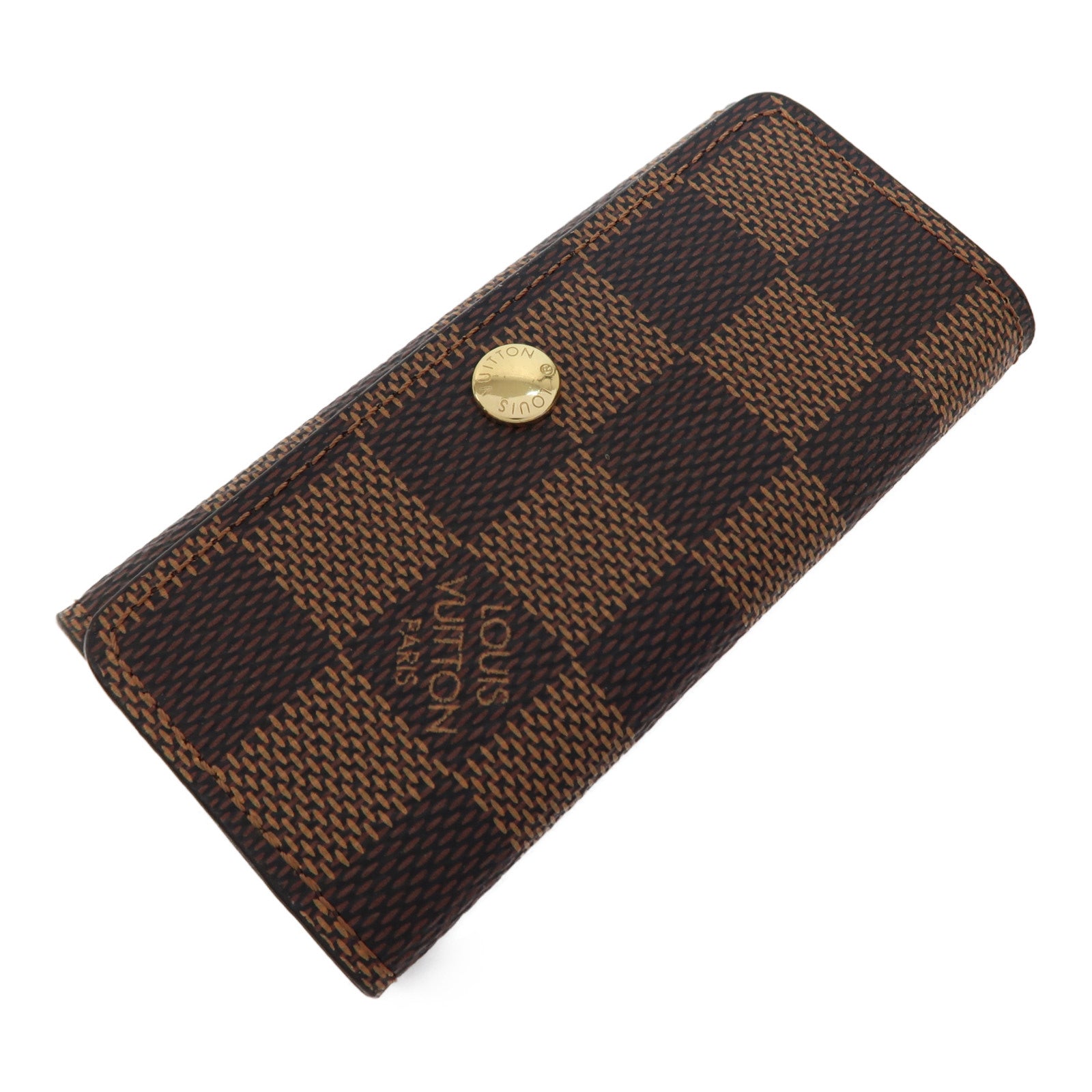 LOUIS VUITTON Damier Key Case金扣鎖匙扣棕色