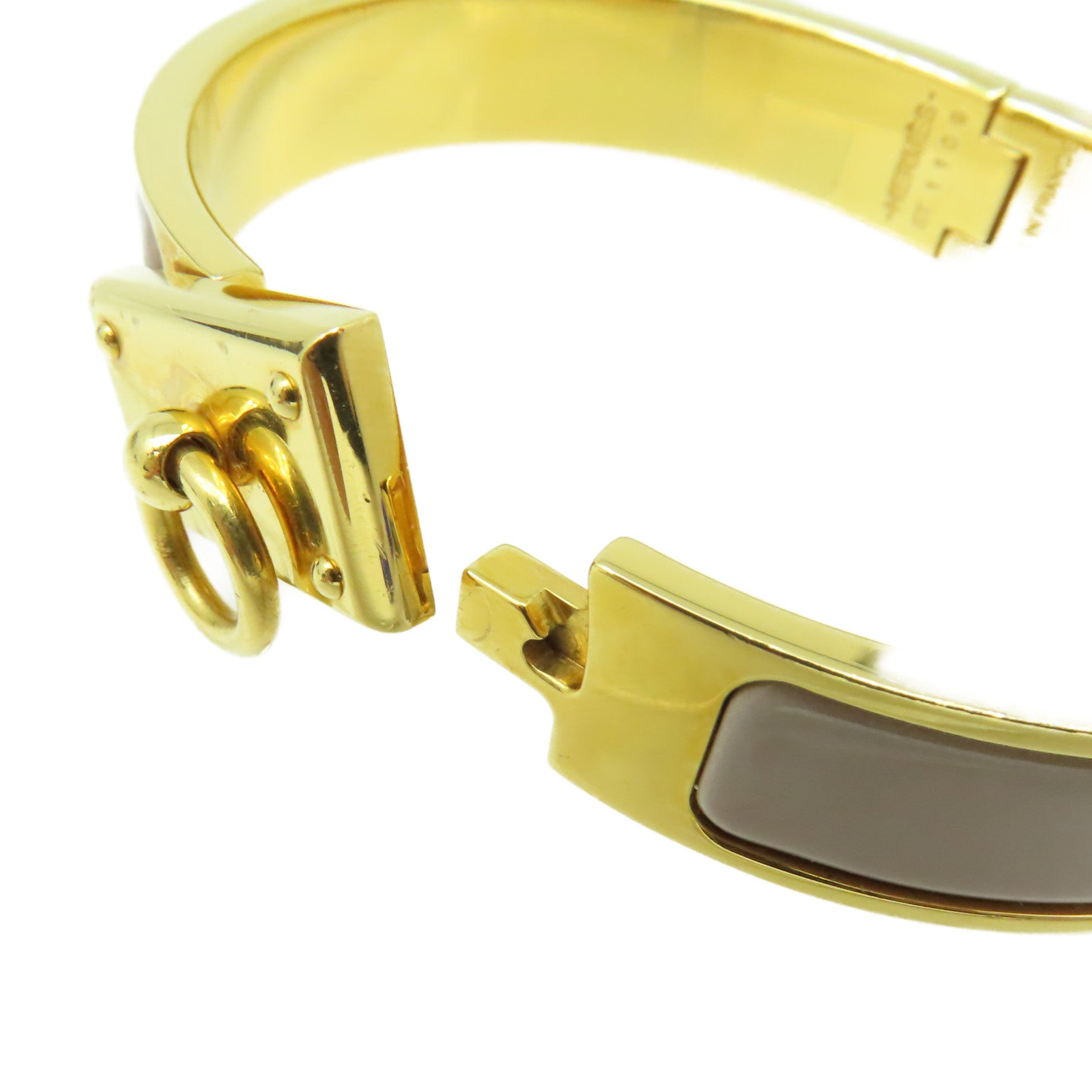 HERMES 【激減優惠】金屬/琺瑯Clic Anneau Bracelet金扣手鐲金色/灰色