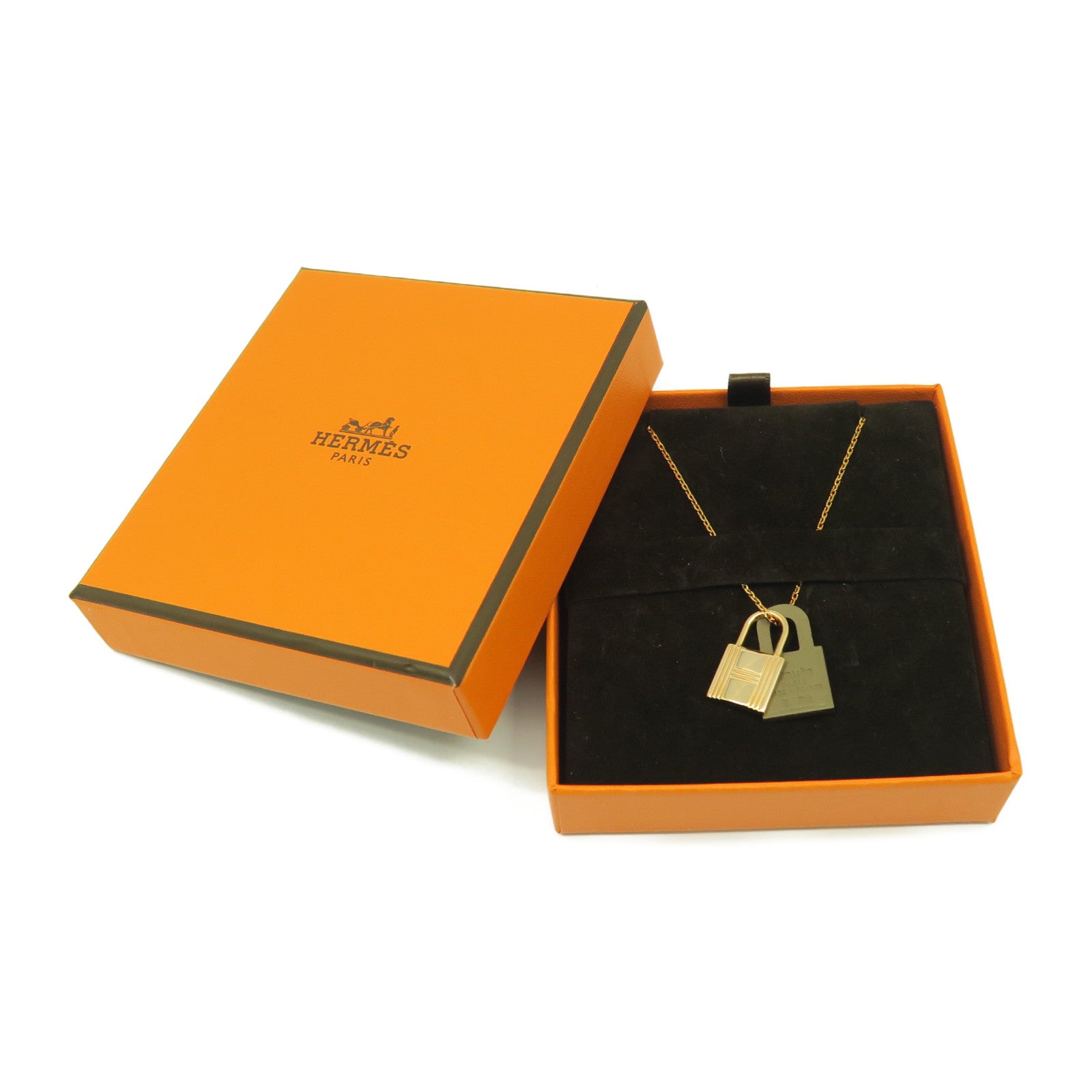 HERMES 【激減優惠】18K玫瑰金O'Kelly Necklace項鍊玫瑰金/卡其色