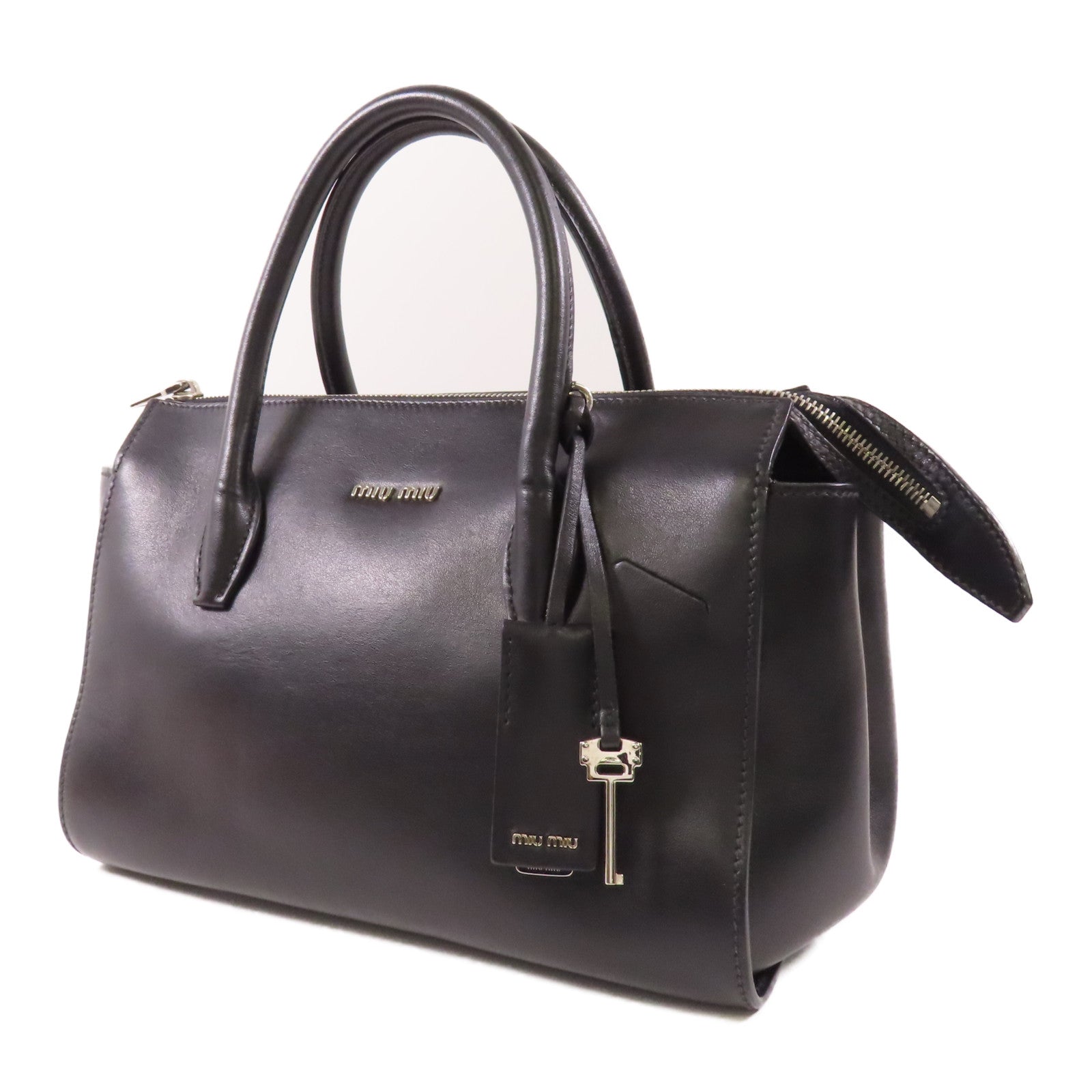 Miu Miu 皮革Hand Bag銀扣手挽肩背兩用袋