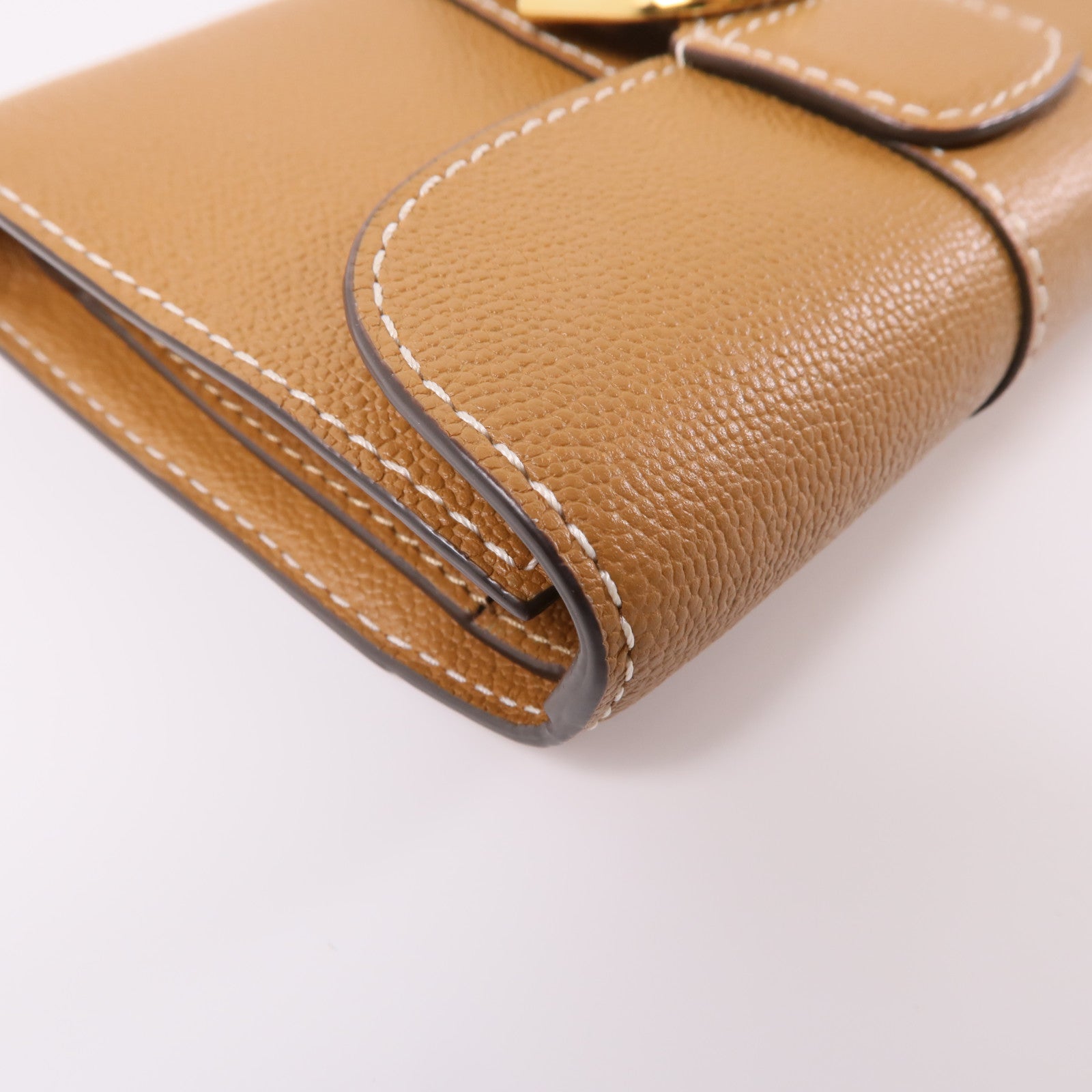Delvaux 牛皮皮革Wallet金扣錢包棕色