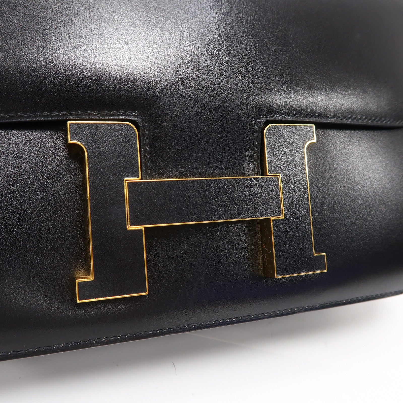 HERMES Box Calf皮革Constance 29金扣手挽袋黑色