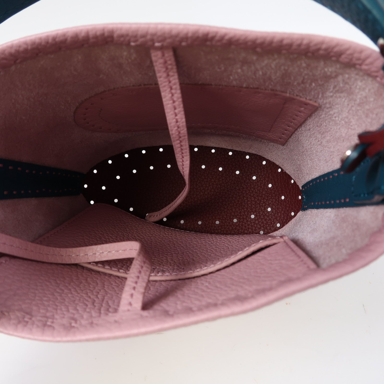 SELECTION 【激減優惠】Taurillon Soft Pin Mini Bucket銀扣手挽袋粉紅色/綠色