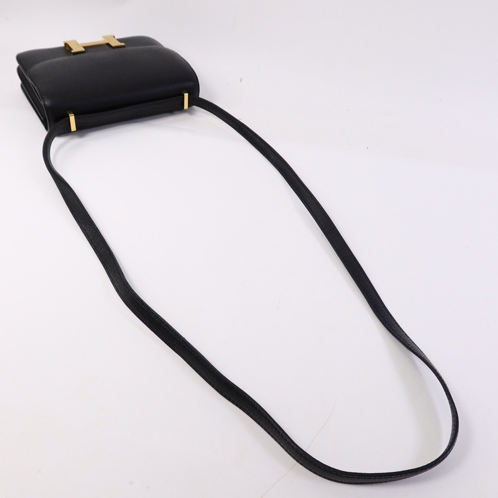 HERMES Epsom皮革Mini Constance肩背袋Noir