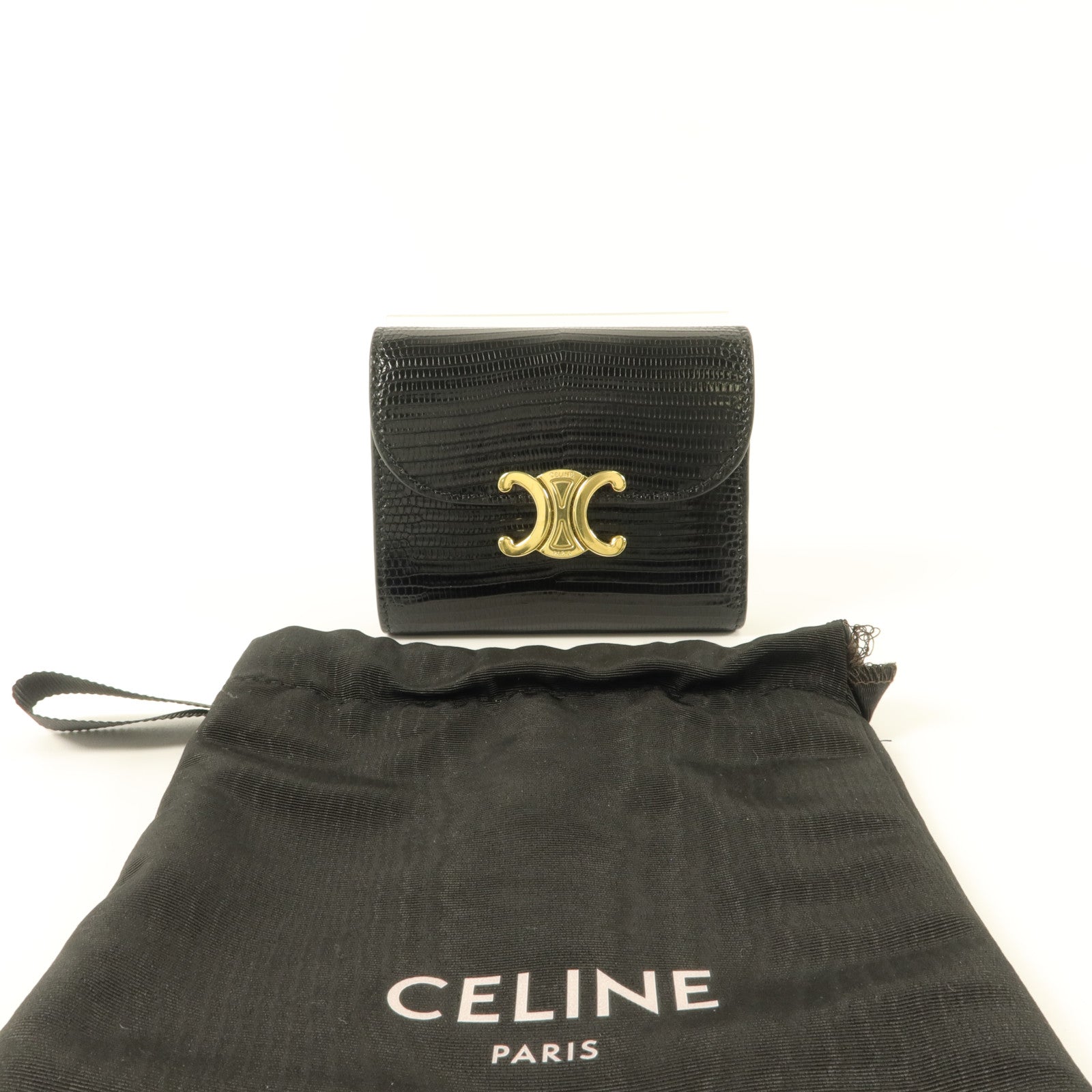 CELINE 蜥蝪皮革Triomphe Trifold Wallet錢包
