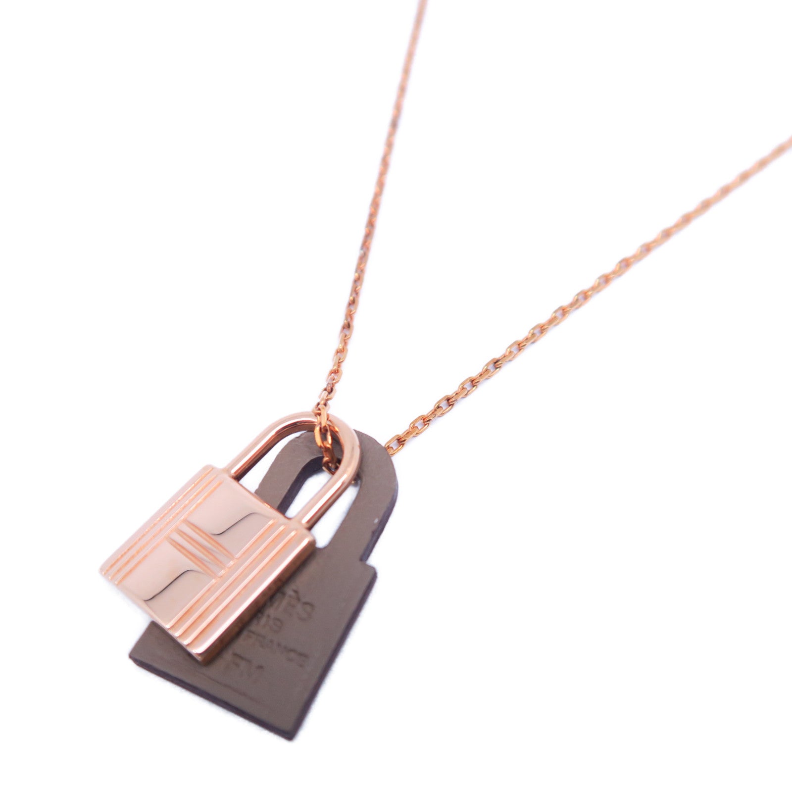 HERMES 【激減優惠】18K玫瑰金O'Kelly Necklace項鍊玫瑰金/卡其色