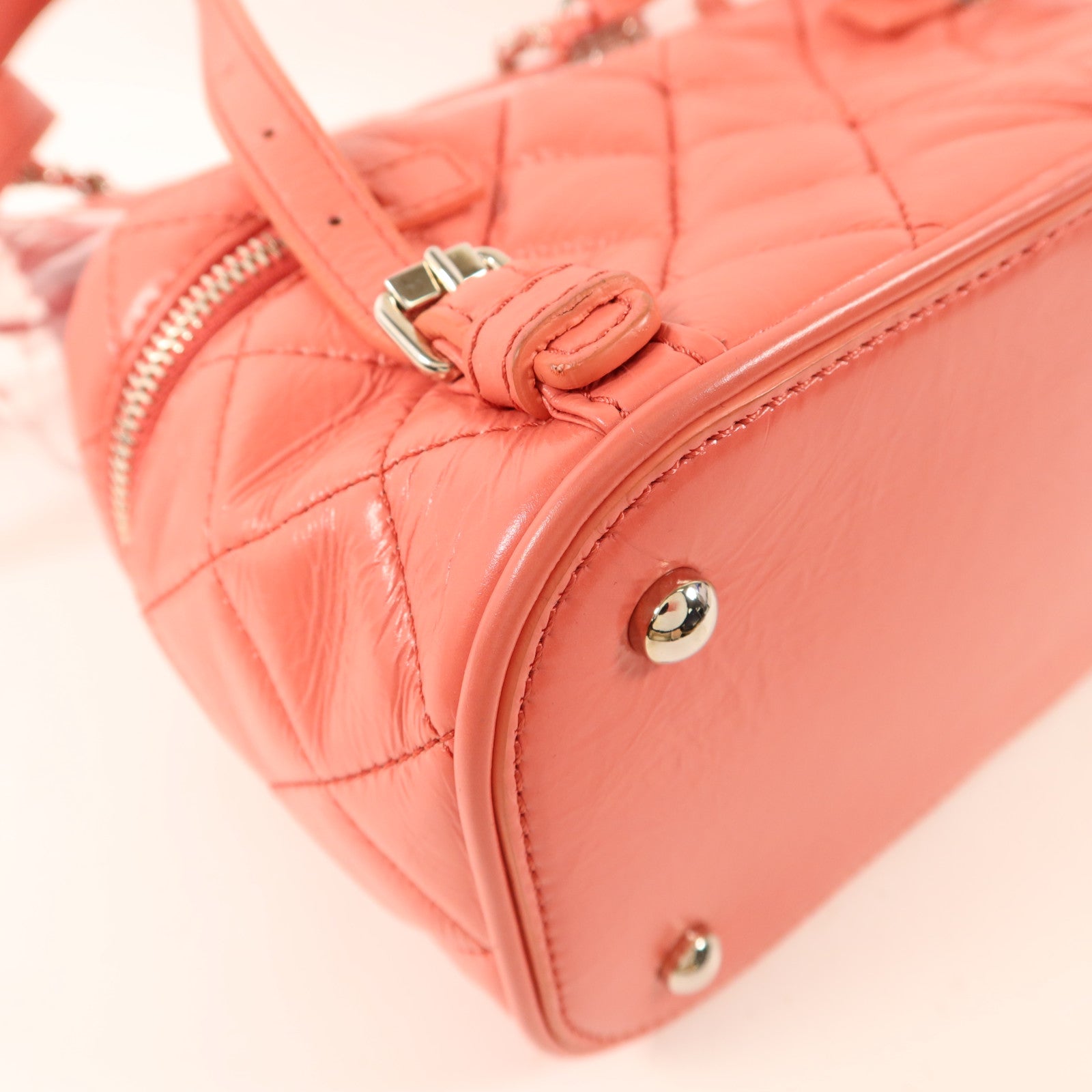 CHANEL 牛皮皮革/PVC Matelasse Backpack銀扣背包