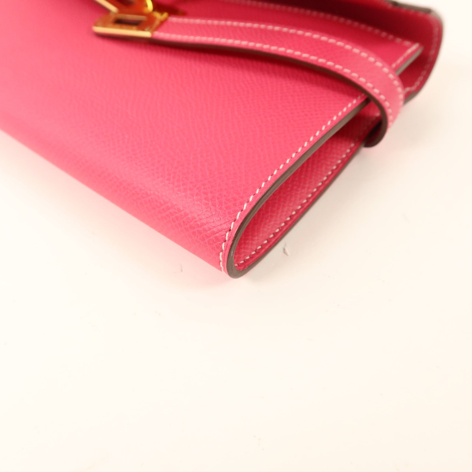 HERMES Epsom皮革Kelly Wallet長錢包Rose Tyrien