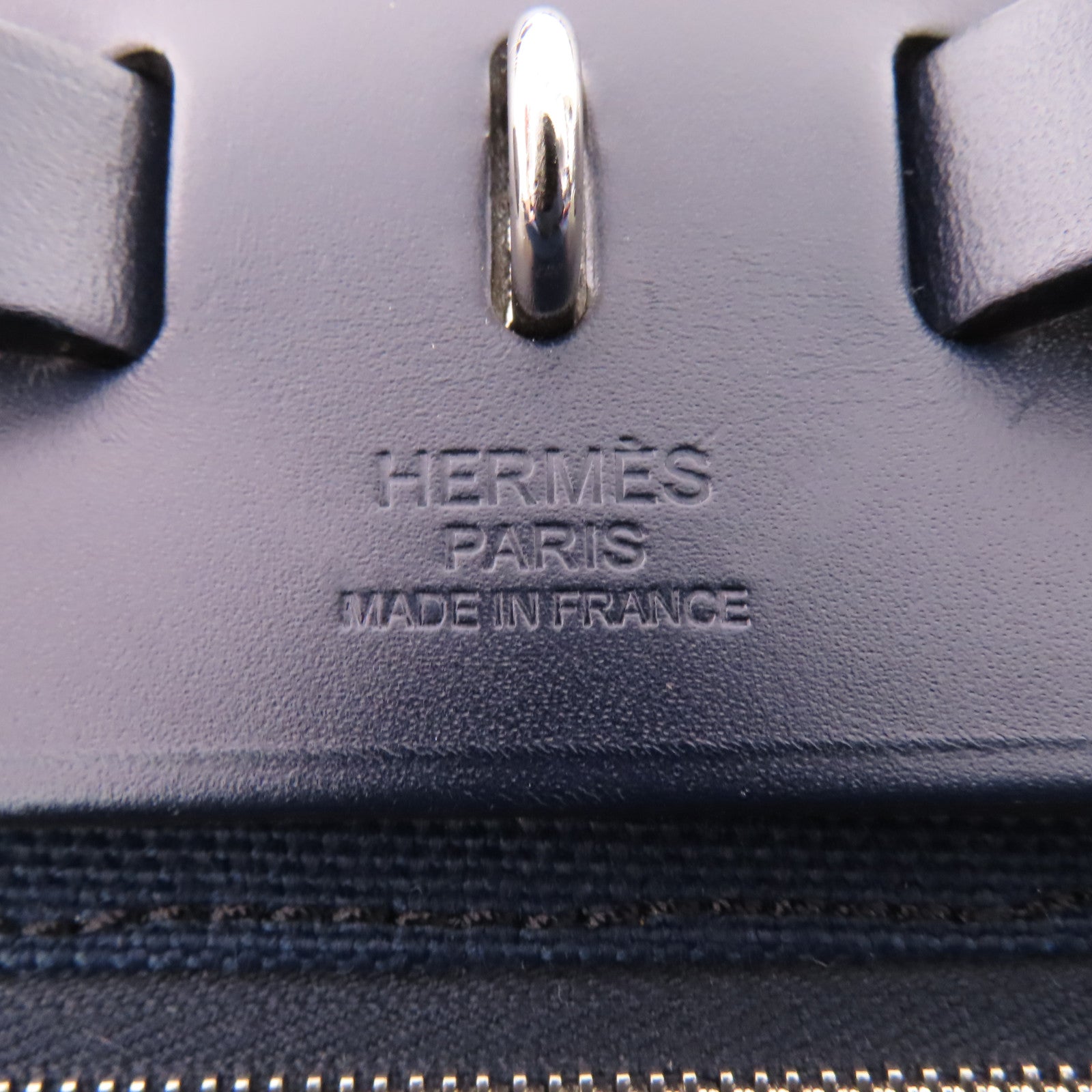 HERMES 帆布Herbag銀扣手挽肩背兩用袋76 Bleu Indigo
