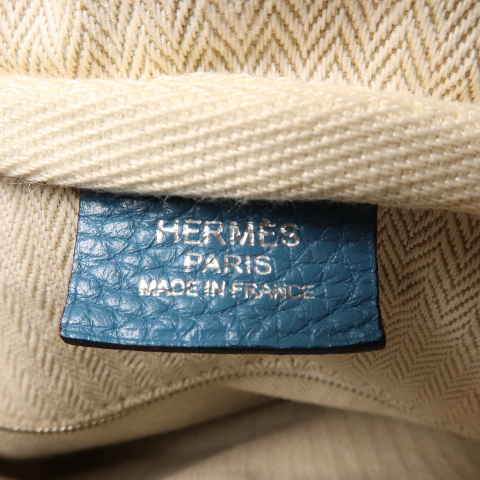 HERMES Clemence皮革Victoria 35手挽袋Bleu Jean