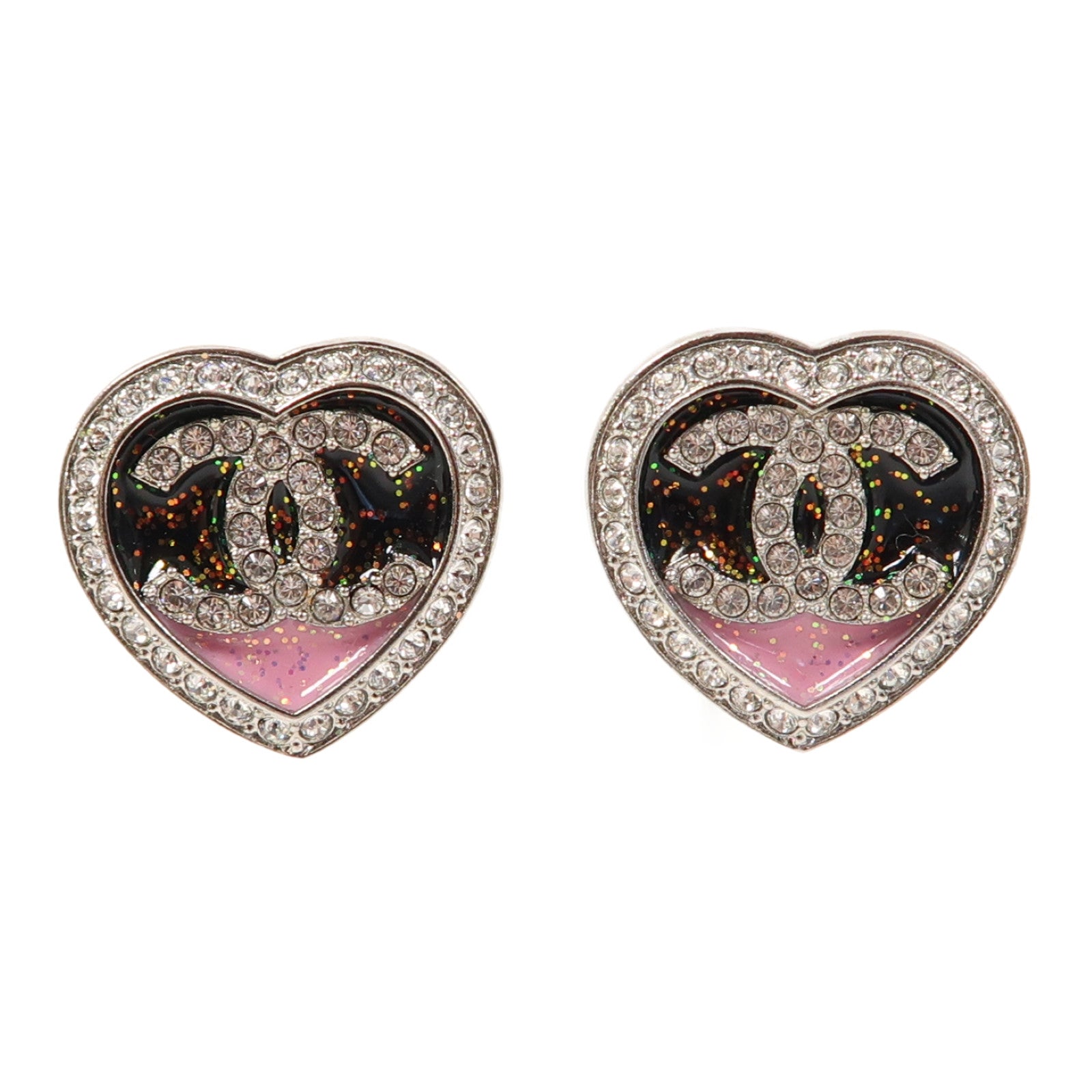 CHANEL 金屬Earrings耳環銀色/粉紅色/黑色