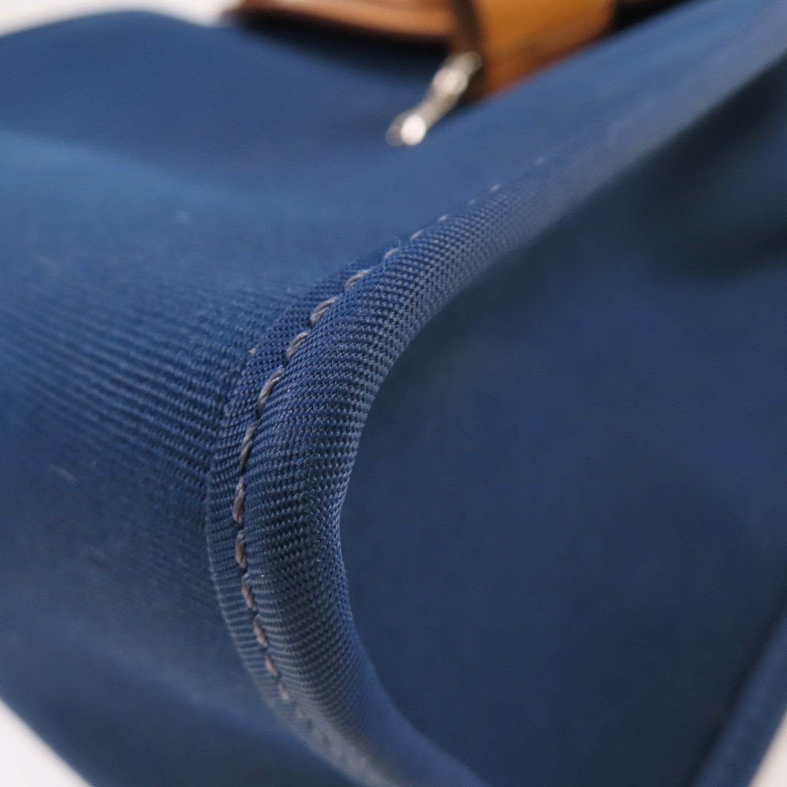 HERMES 帆布Herbag PM 2Way Shoulder Bag銀扣手挽肩背兩用袋馬爾他藍色/啡色