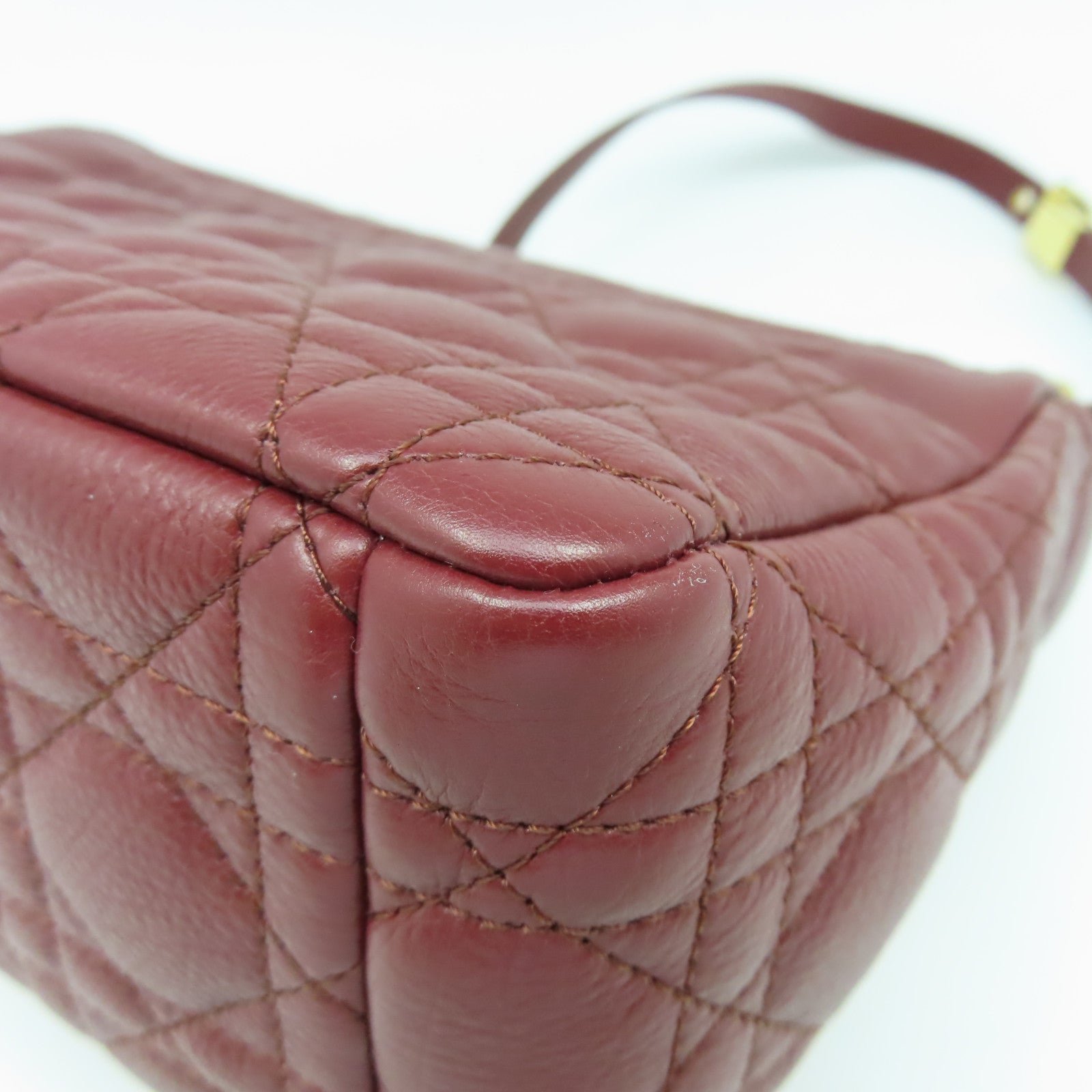 Dior 牛皮皮革Chain Shoulder金扣鏈帶肩背袋紅色