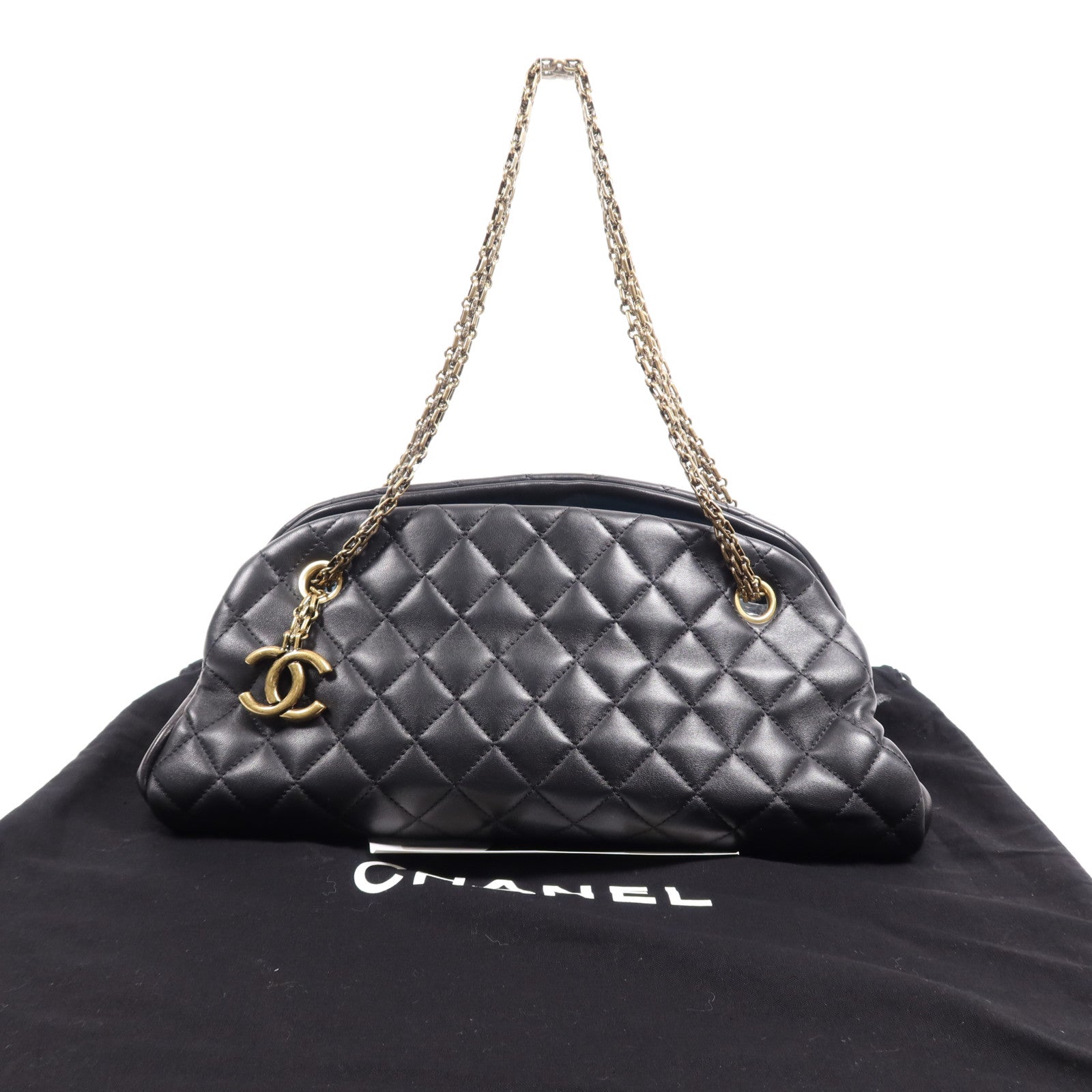 CHANEL 牛皮皮革Chain Shoulder Bag金扣鏈帶肩背袋