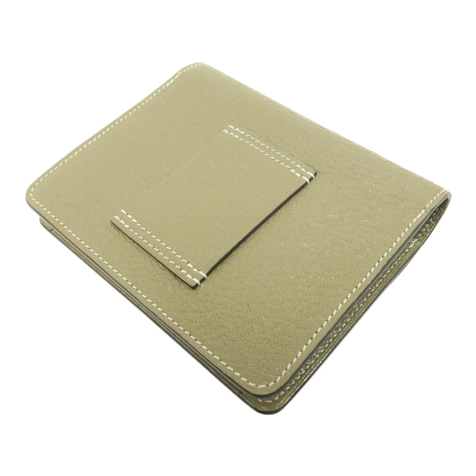 HERMES Chevre皮革Roulis Slim銀扣腰包大象灰色