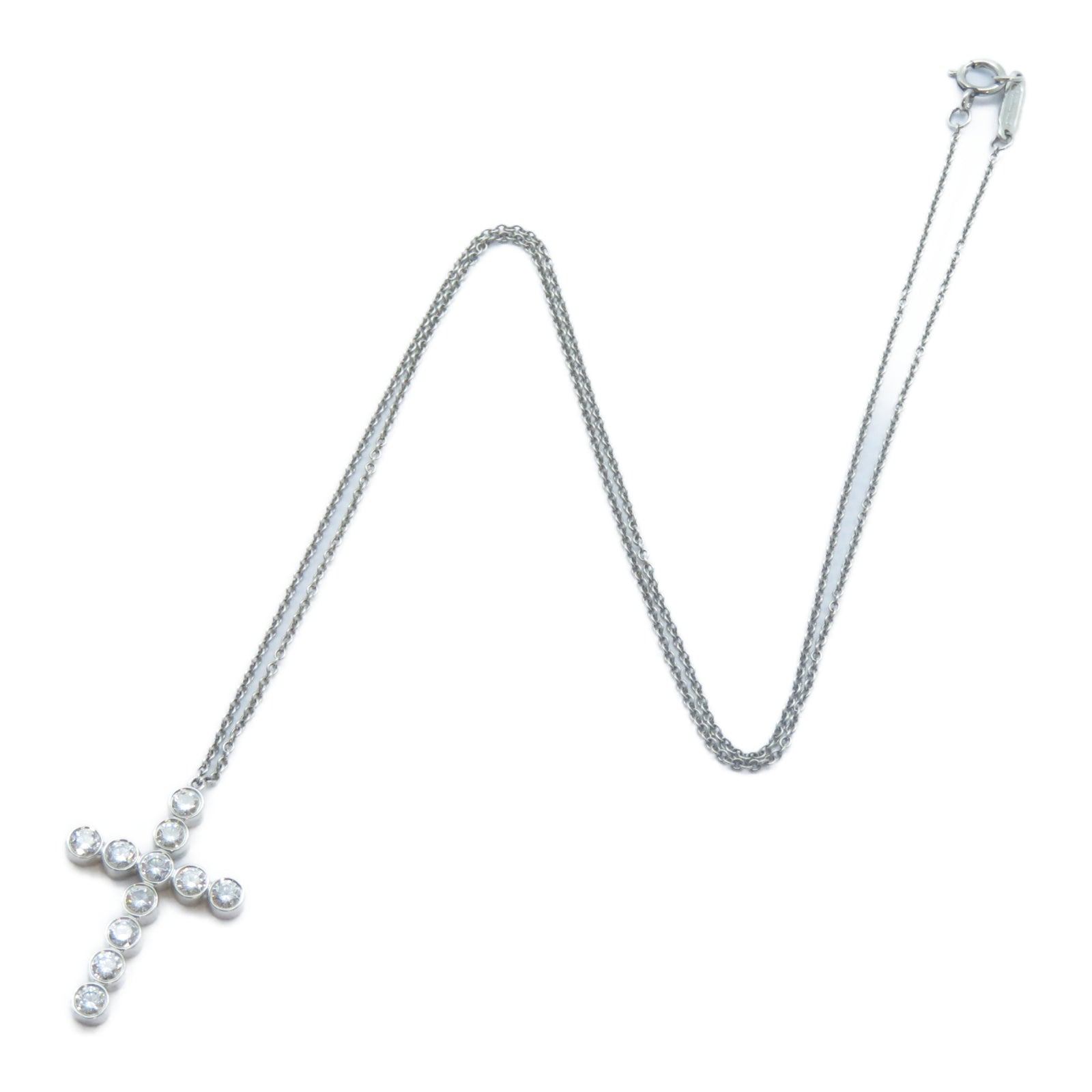 TIFFANY＆CO PT950鉑金Diamond Cross Necklace鑽石項鍊