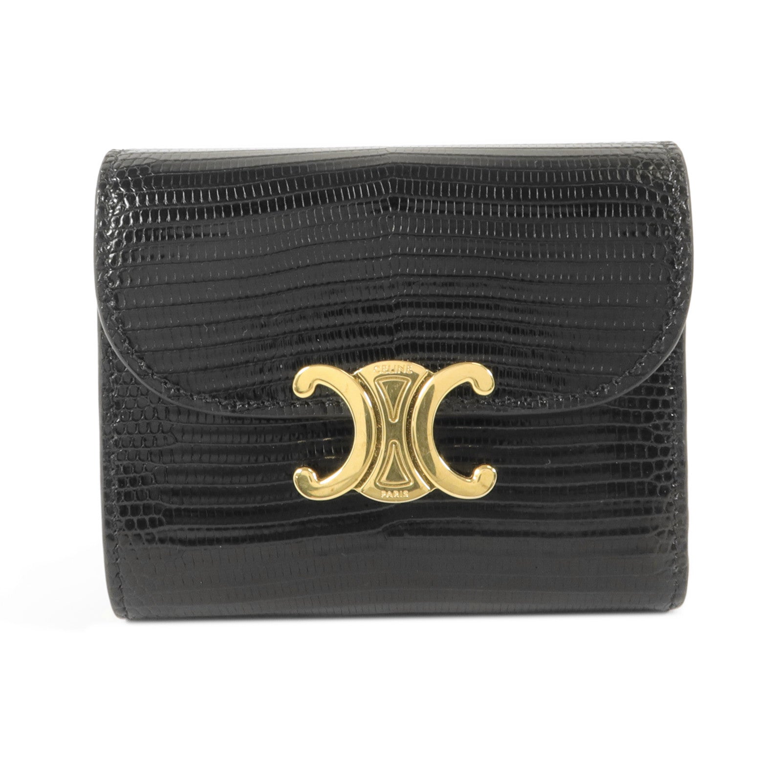 CELINE 蜥蝪皮革Triomphe Trifold Wallet錢包
