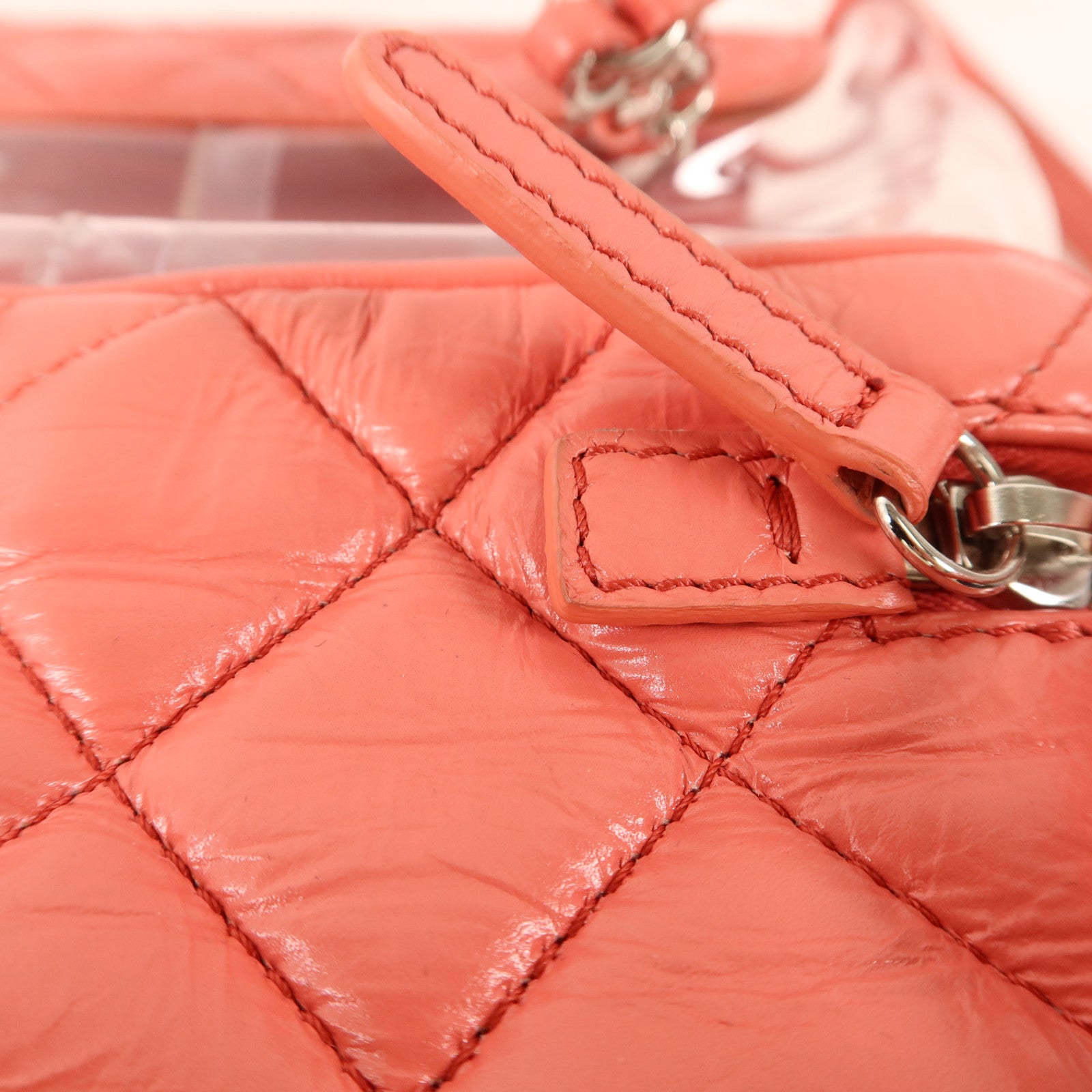 CHANEL 牛皮皮革/PVC Matelasse Backpack銀扣背包