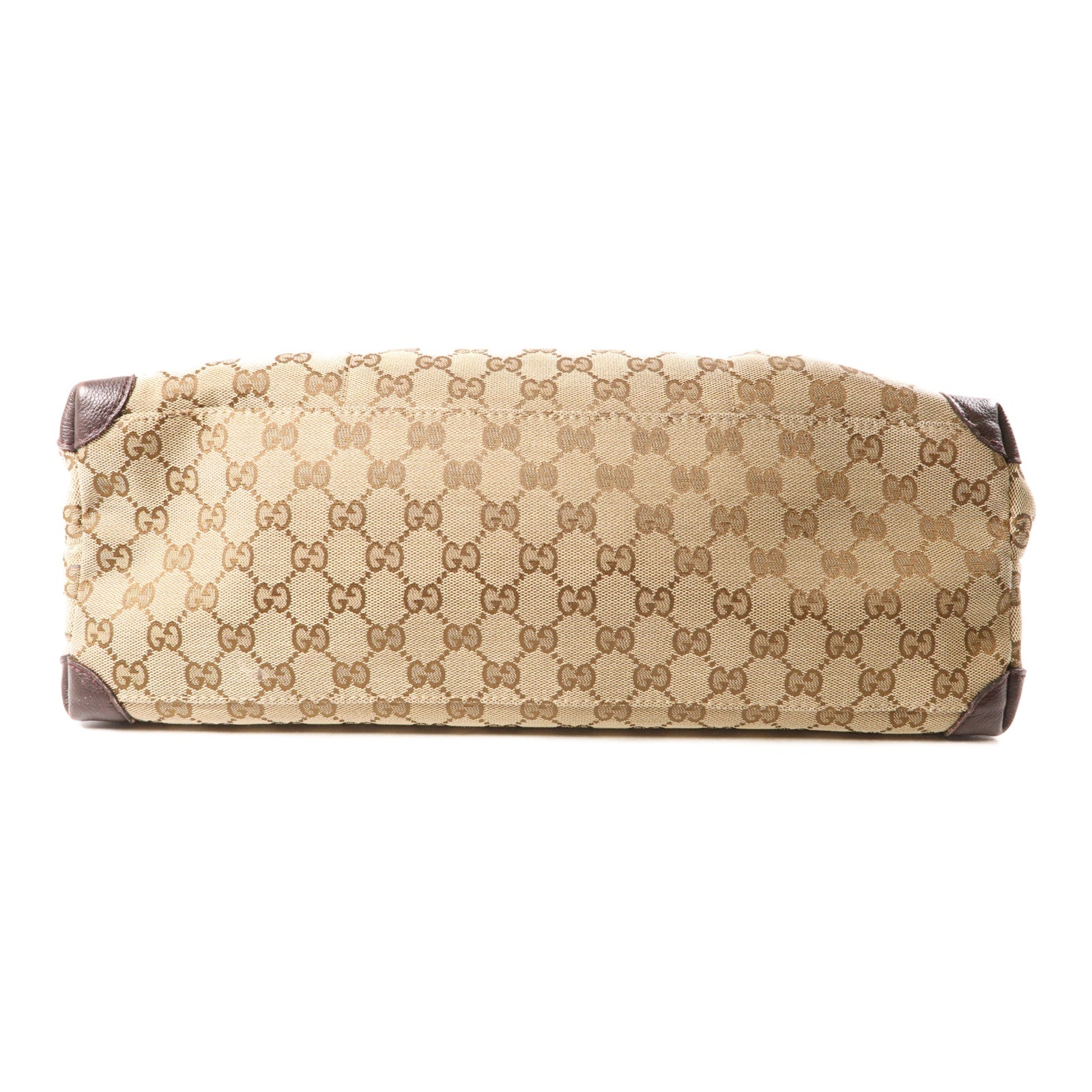 GUCCI 帆布GG Webbing Line手挽袋棕色