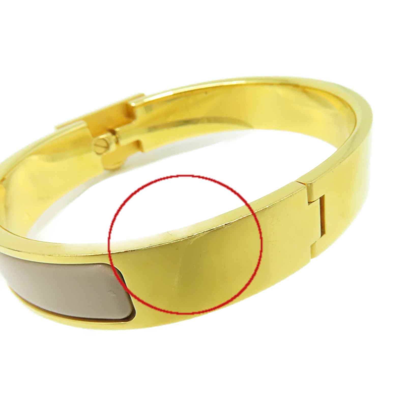 HERMES 【激減優惠】金屬/琺瑯Clic Anneau Bracelet金扣手鐲金色/灰色