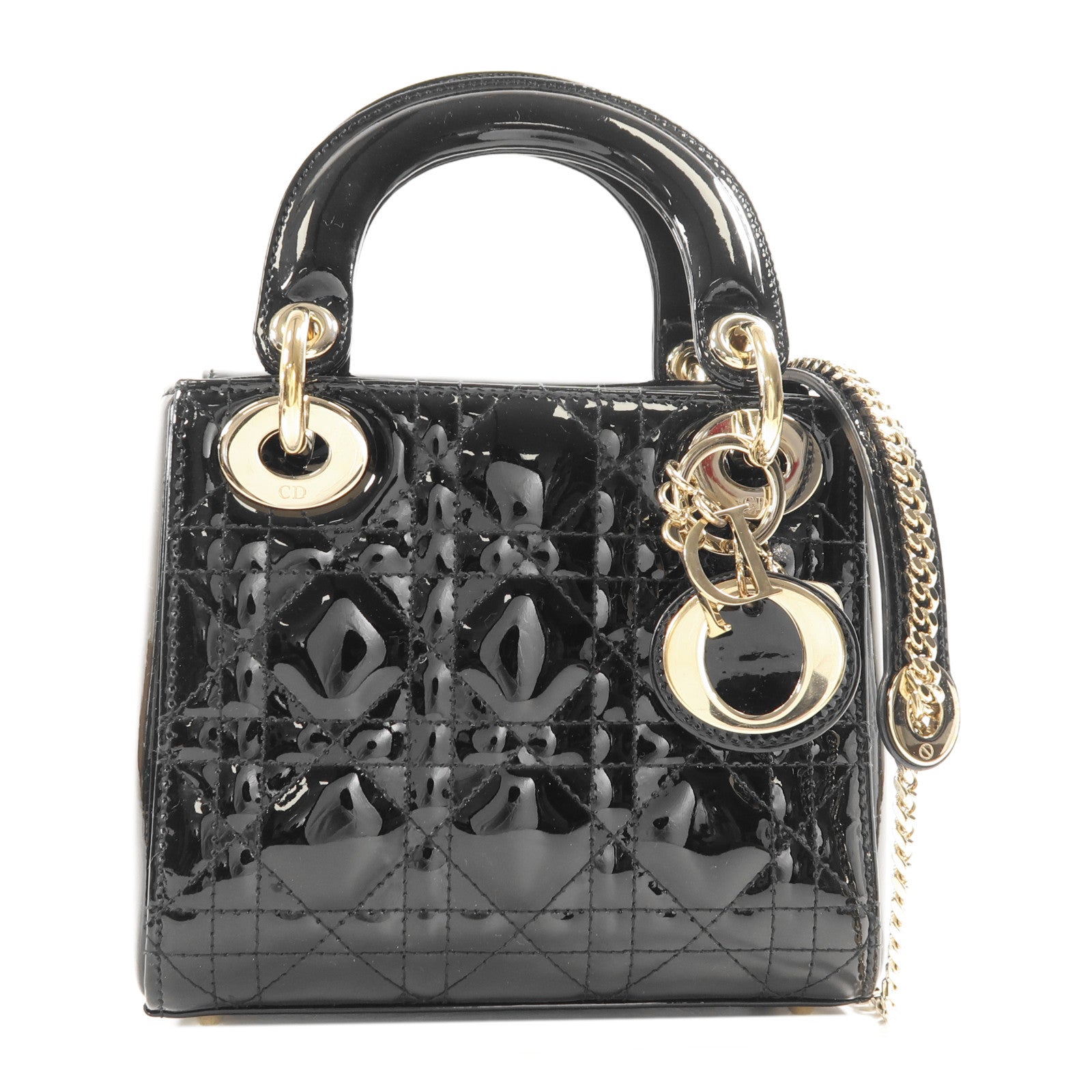 Dior 漆皮皮革Lady Dior金扣手挽肩背兩用袋