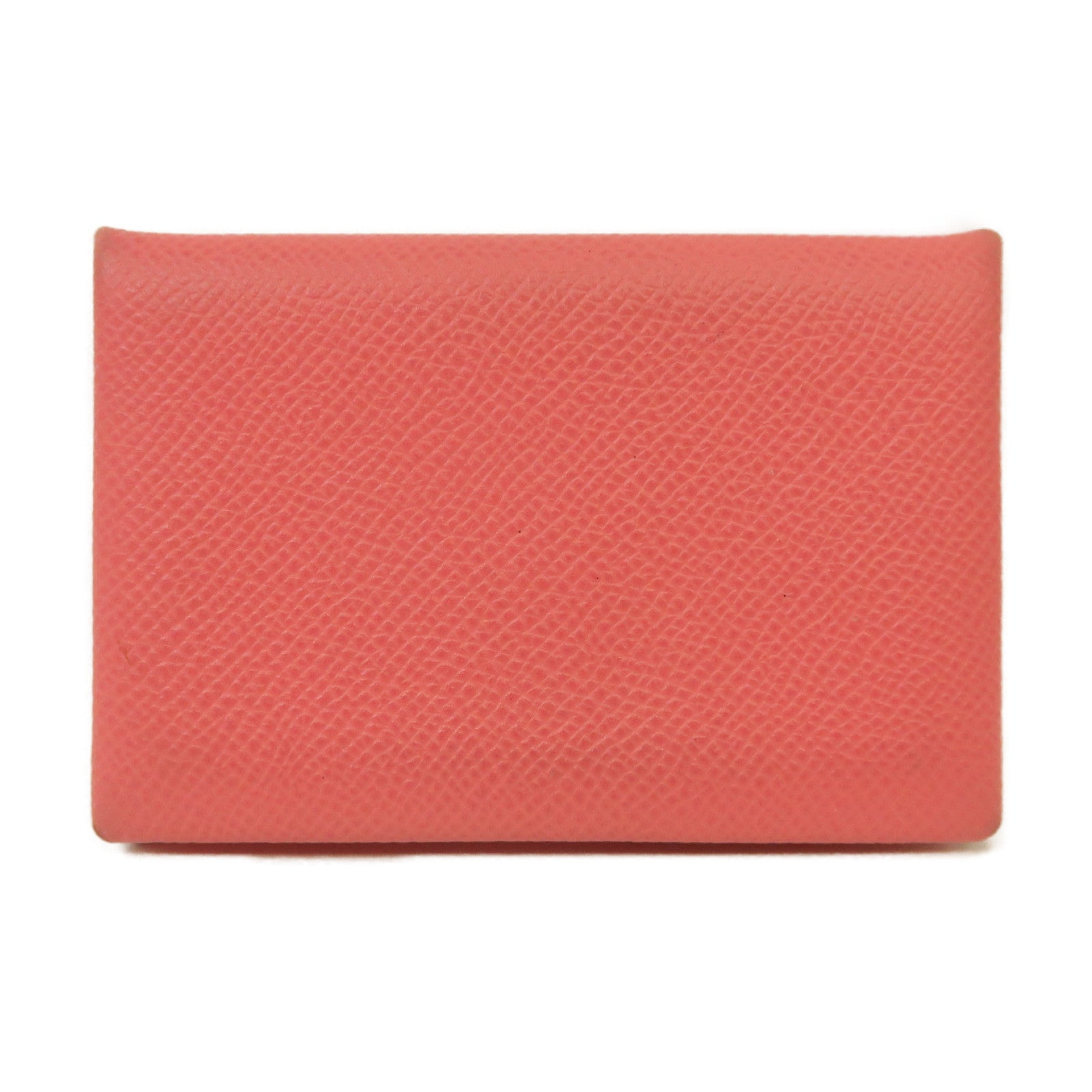 HERMES Epsom皮革Calvi銀扣卡片套Rose Azalee/粉紅色