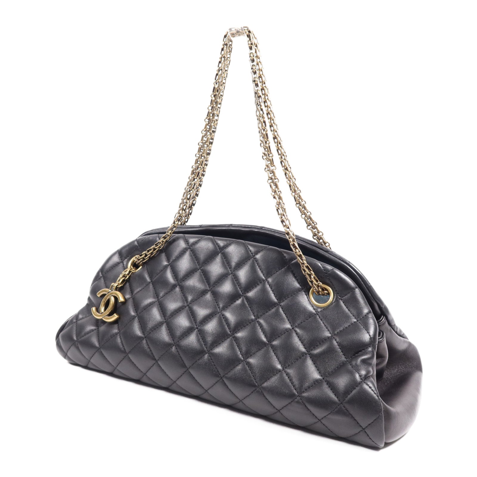 CHANEL 牛皮皮革Chain Shoulder Bag金扣鏈帶肩背袋