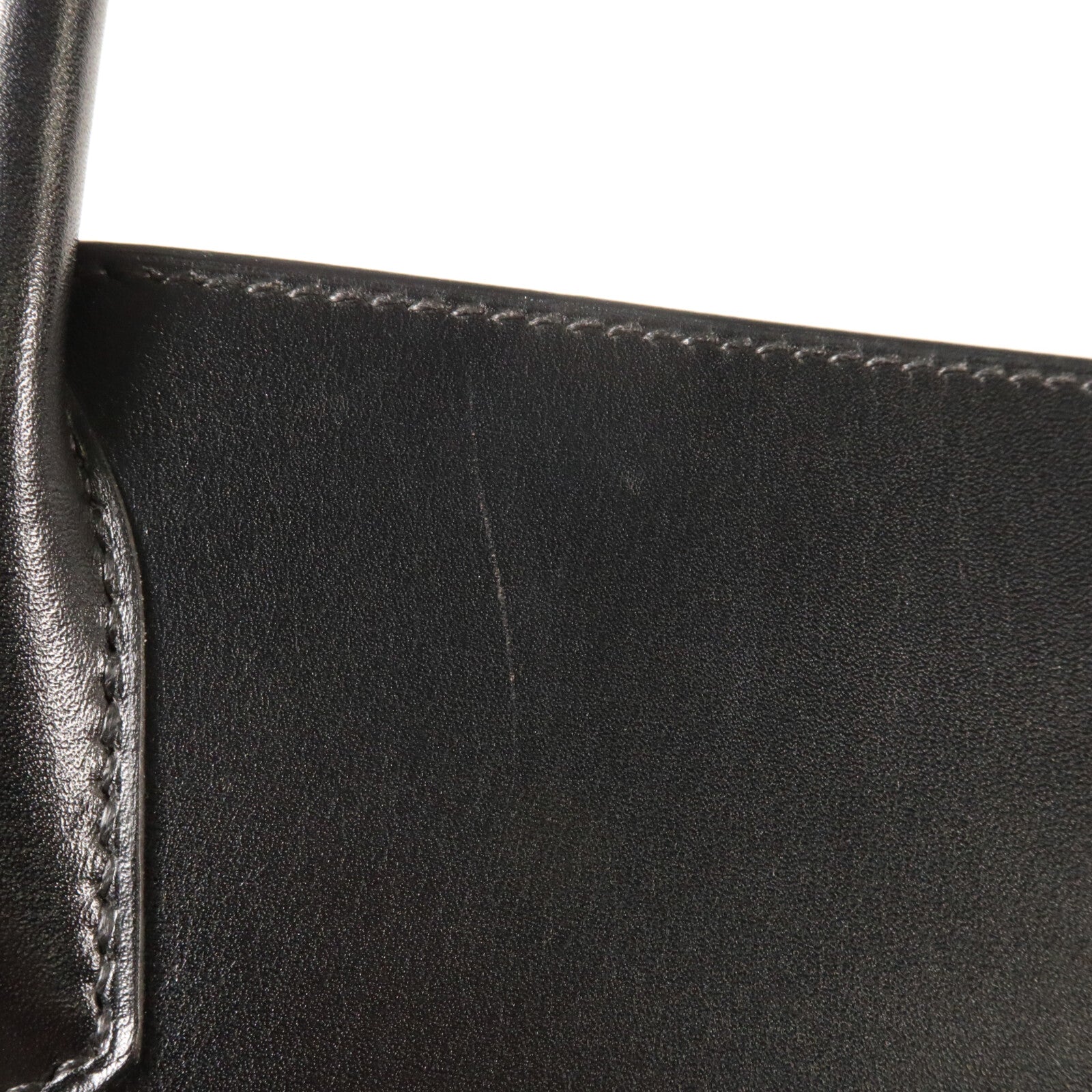 HERMES Box Calf皮革White Bus手挽袋Noir