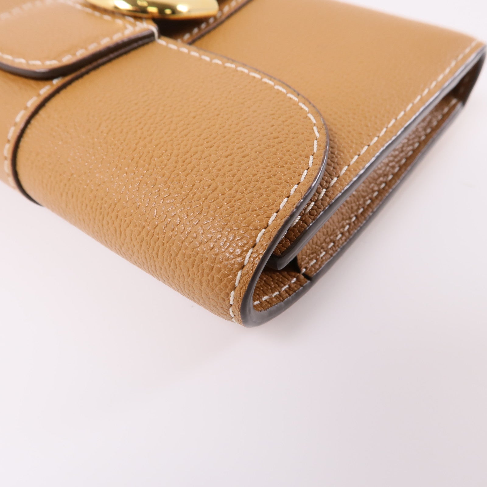 Delvaux 牛皮皮革Wallet金扣錢包棕色
