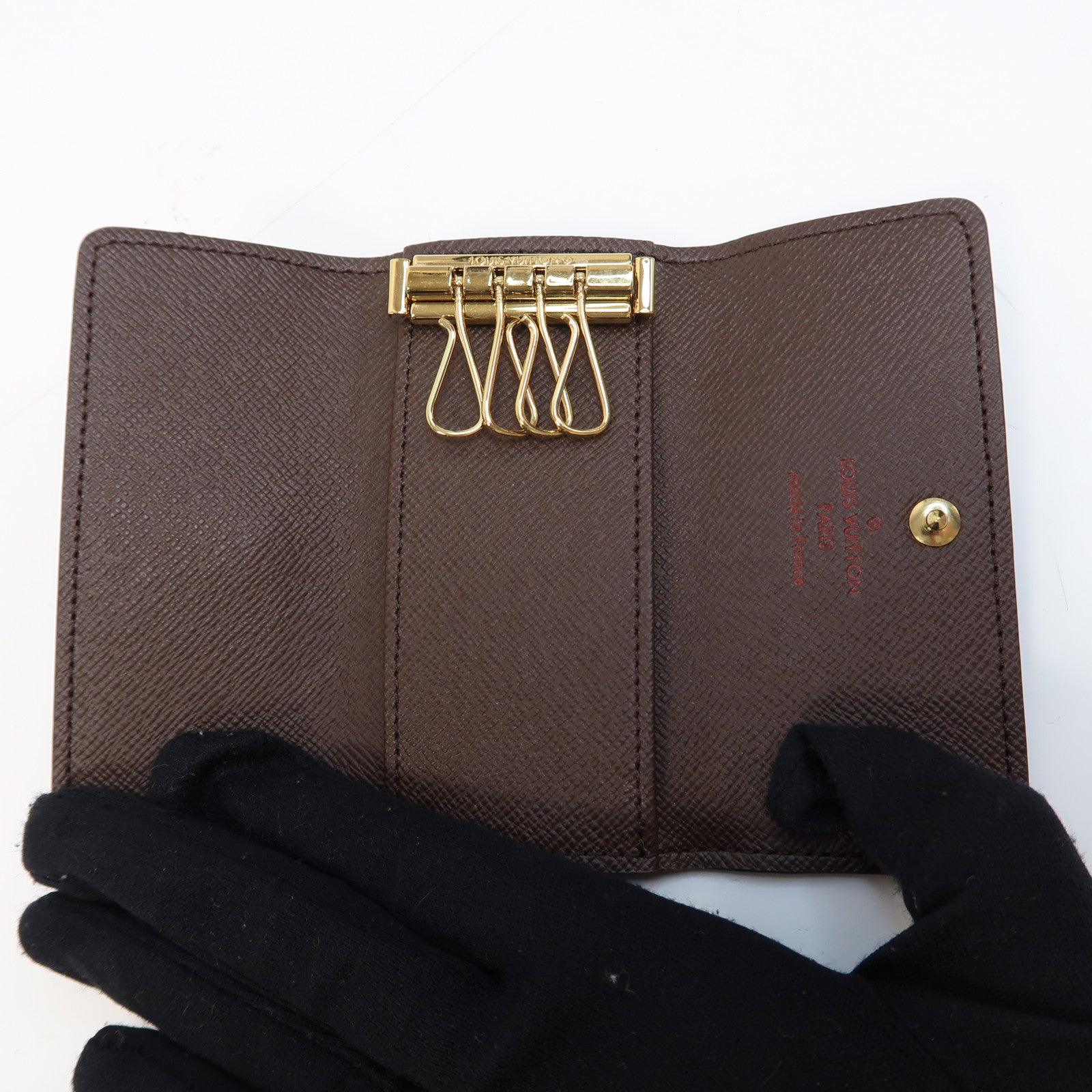 LOUIS VUITTON Damier Key Case金扣鎖匙扣棕色