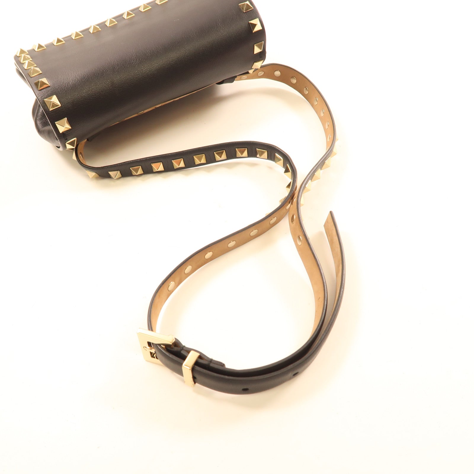 Valentino GHW Waist Bag Calfskin Leather Black