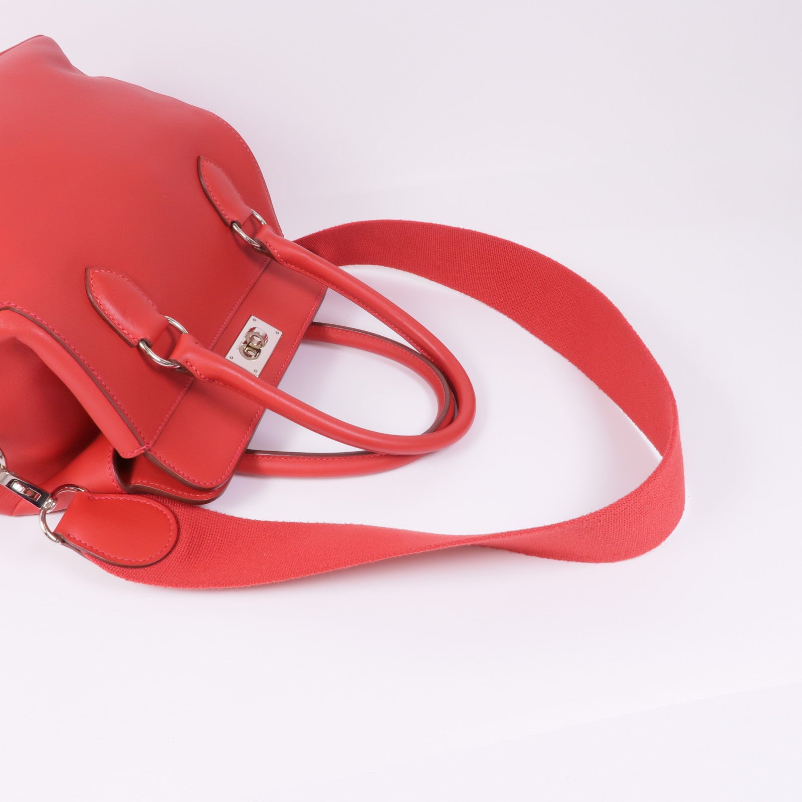 HERMES Swift皮革ToolBox 20銀扣手挽肩背兩用袋Vermillion