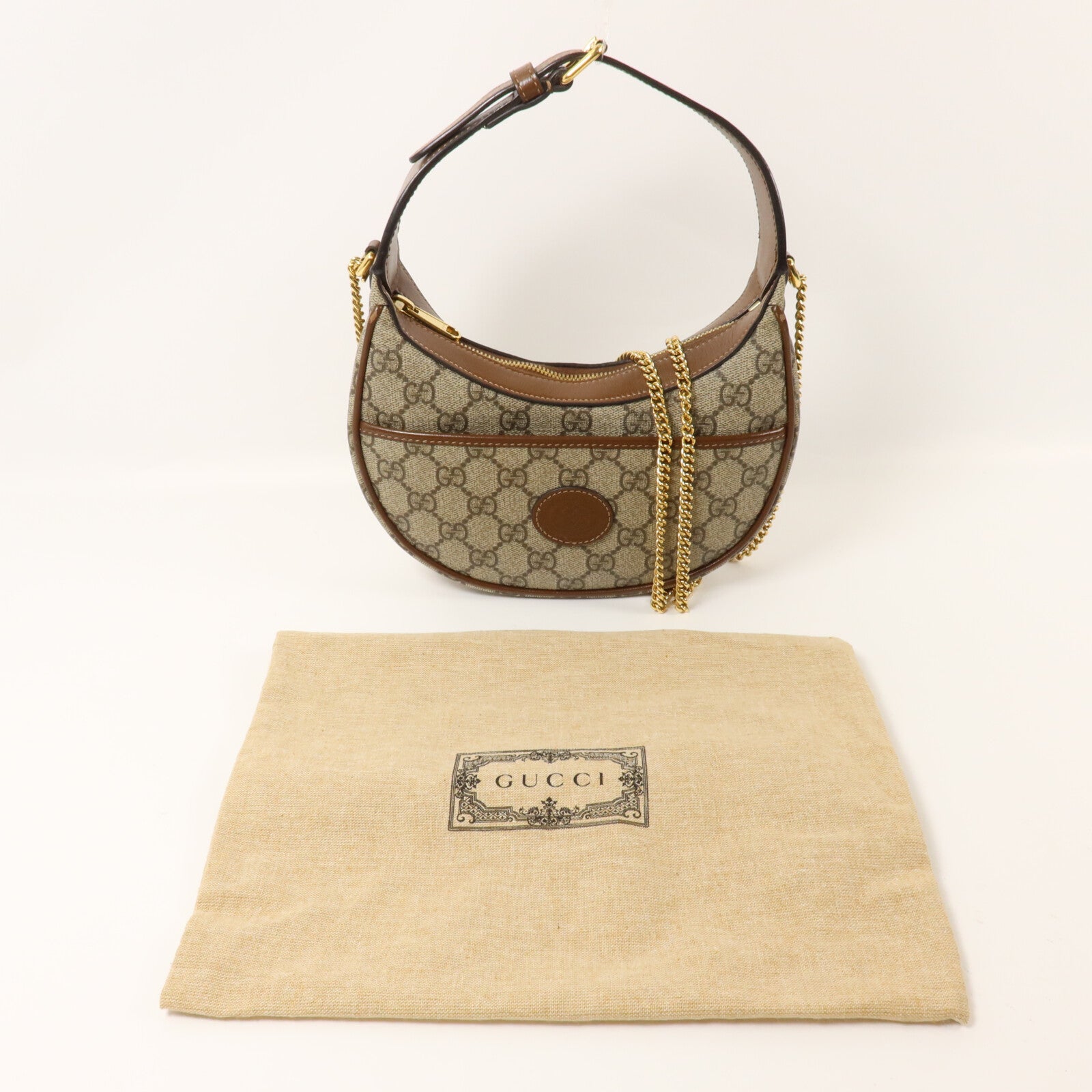 GUCCI 塗層帆布2 Way Shoulder鏈帶手挽肩背兩用袋