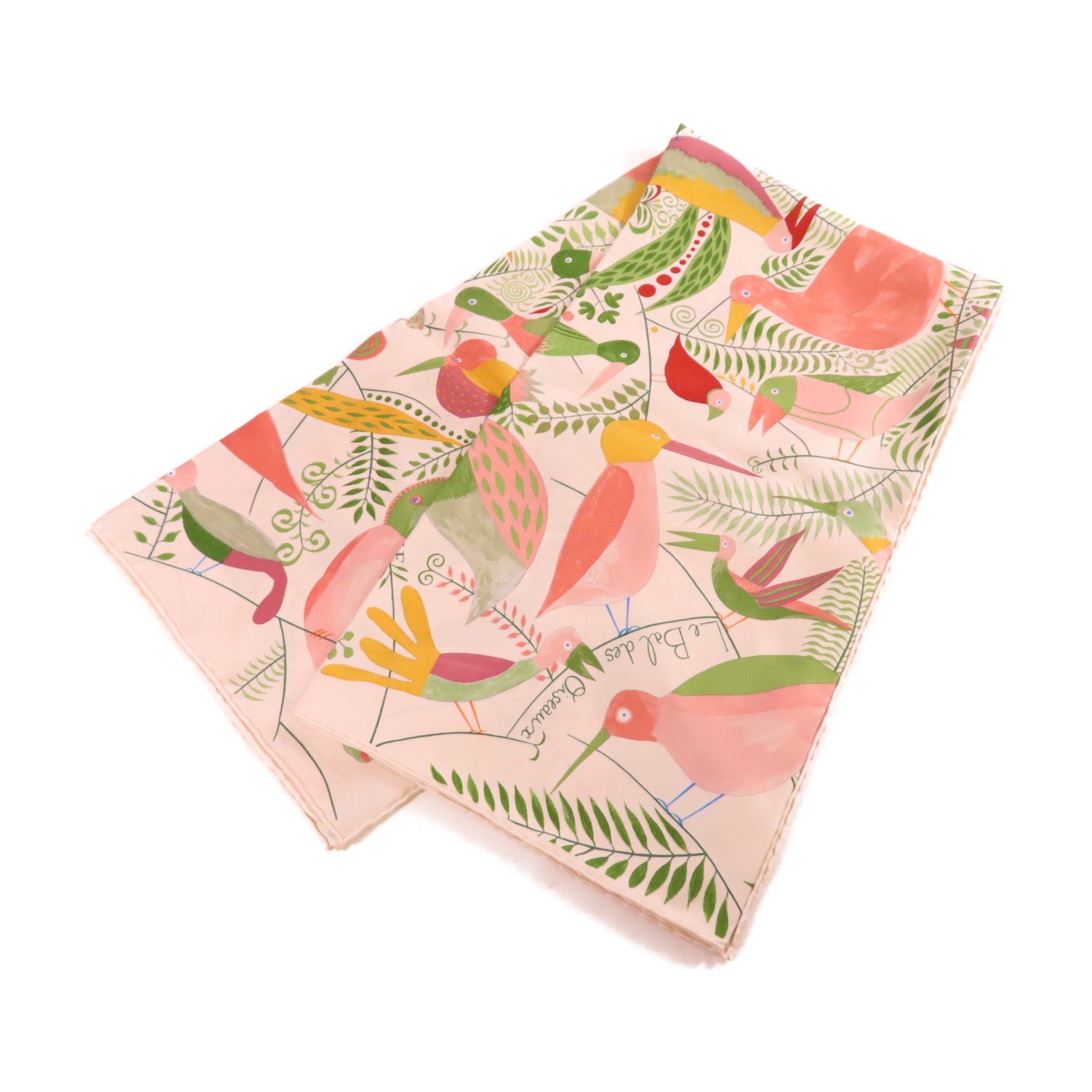 HERMES 絲質90x90 Scarf絲巾米色/粉紅色/綠色/彩色