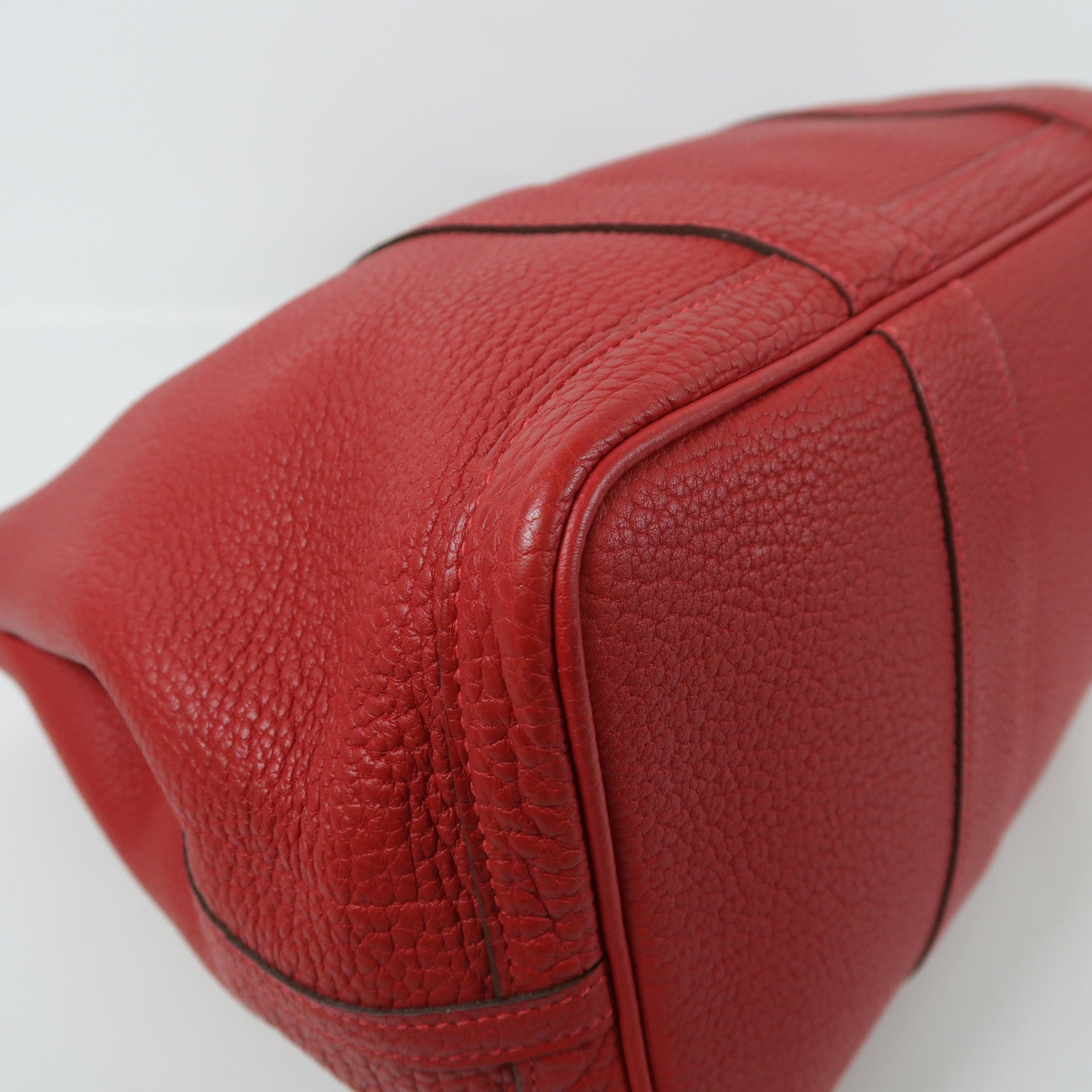 HERMES Negonda皮革Garden Party PM銀扣手挽袋Rouge Piment