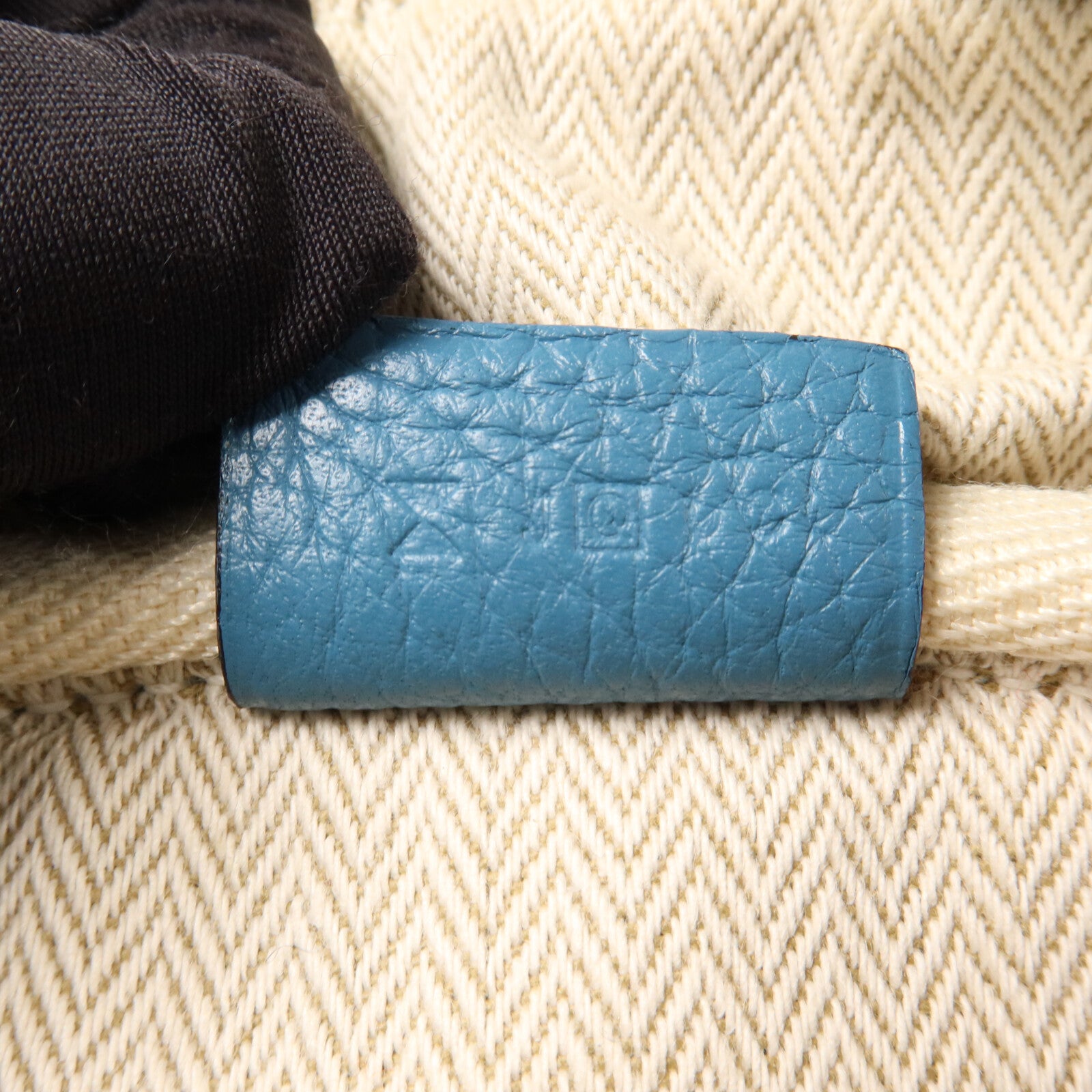 HERMES Clemence皮革Victoria 35手挽袋Bleu Jean