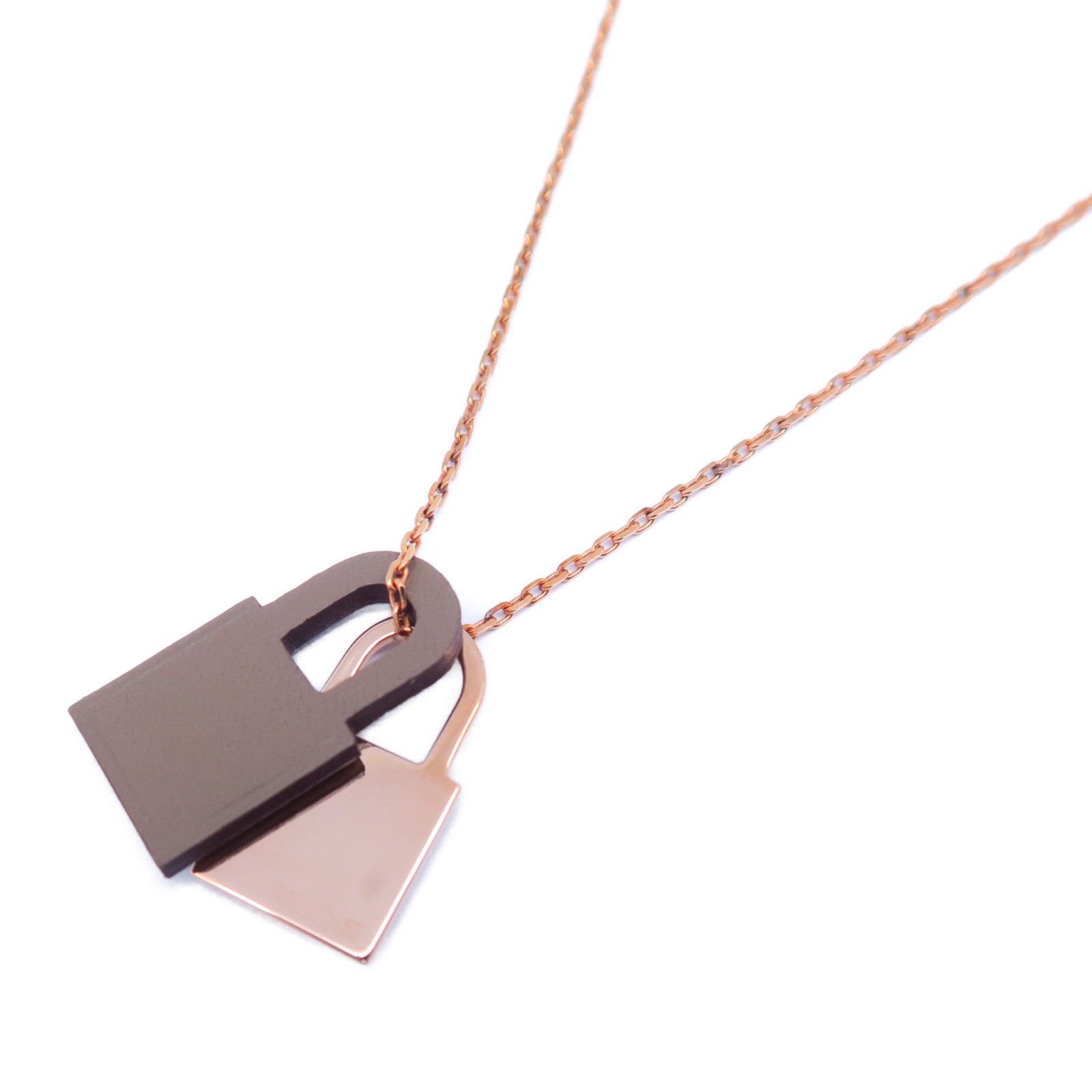 HERMES 【激減優惠】18K玫瑰金O'Kelly Necklace項鍊玫瑰金/卡其色