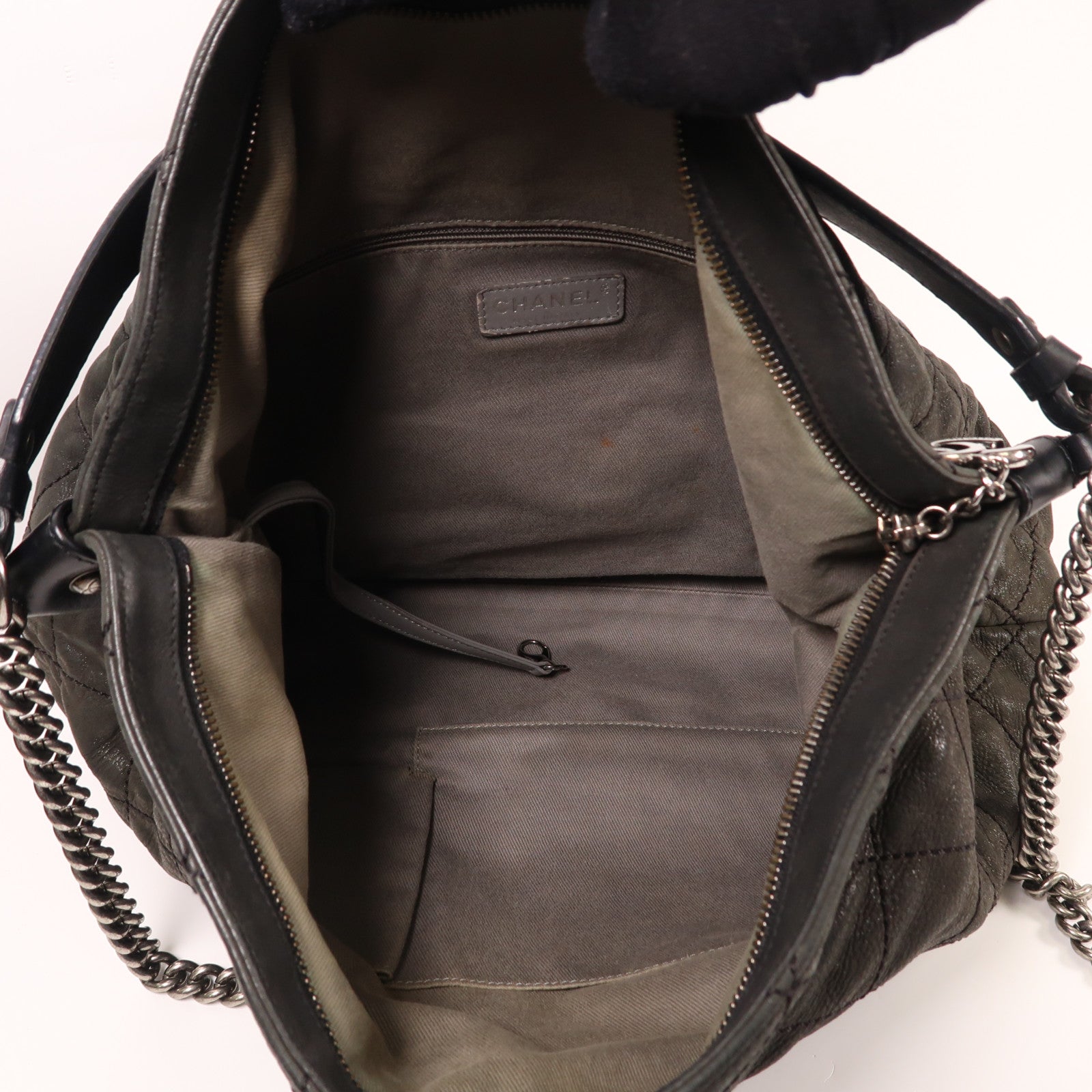 CHANEL 牛皮皮革Shoulder Bag銀扣鏈帶肩背袋
