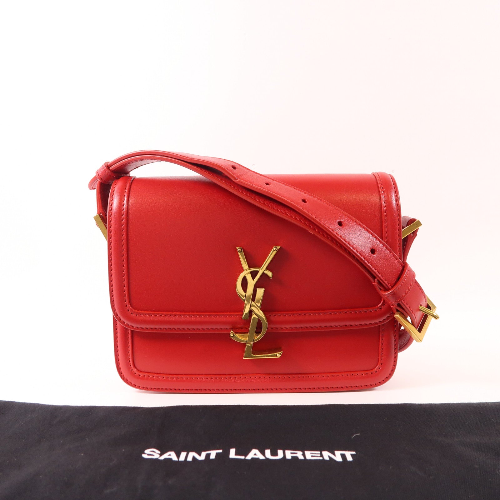 SAINT LAURENT 牛皮皮革Solferino Box金扣肩背袋