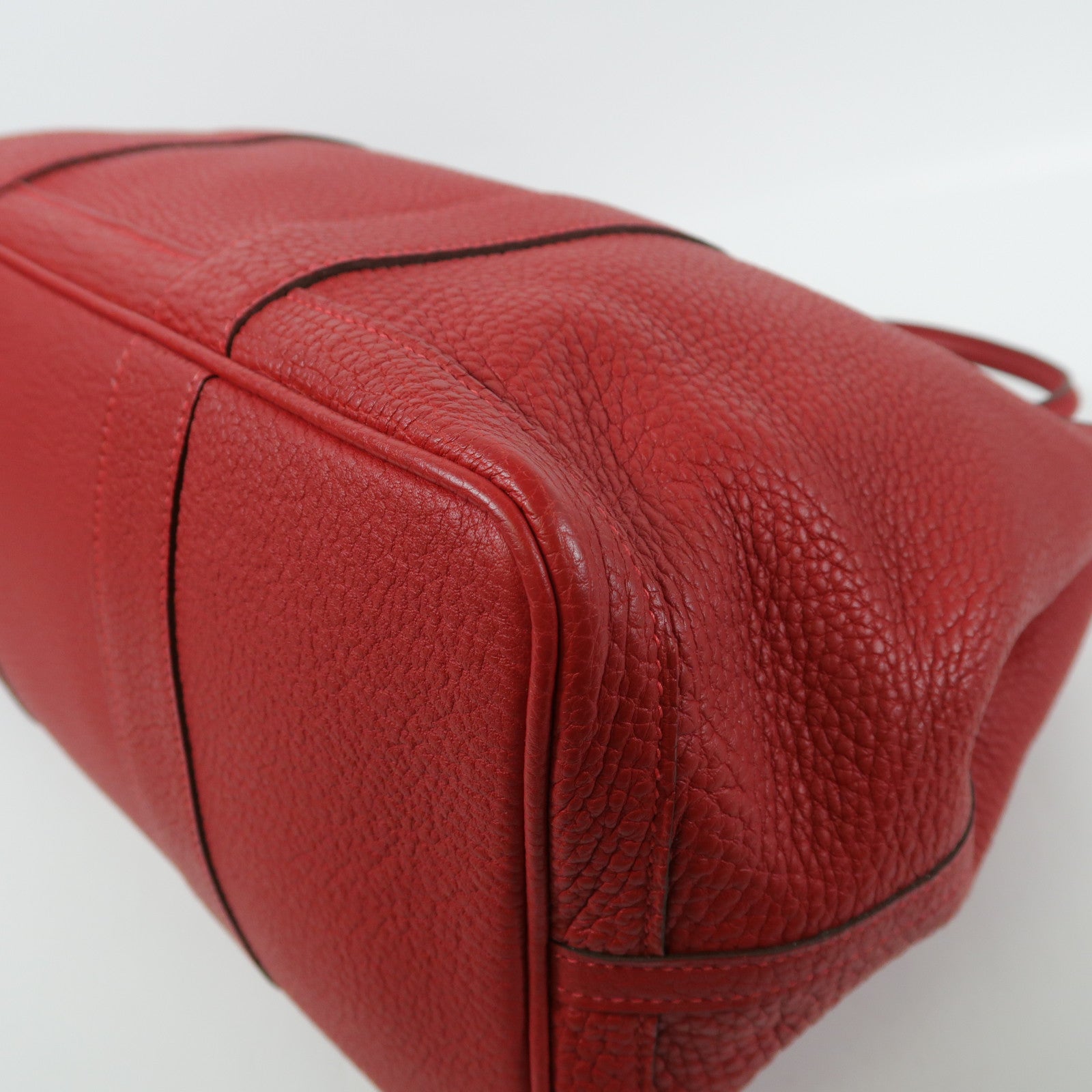 HERMES Negonda皮革Garden Party PM銀扣手挽袋Rouge Piment