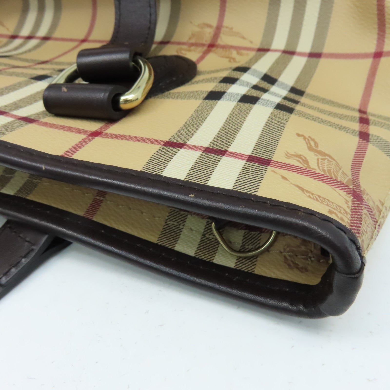 BURBERRY 塗層帆布Tote Bag金扣手挽袋啡色