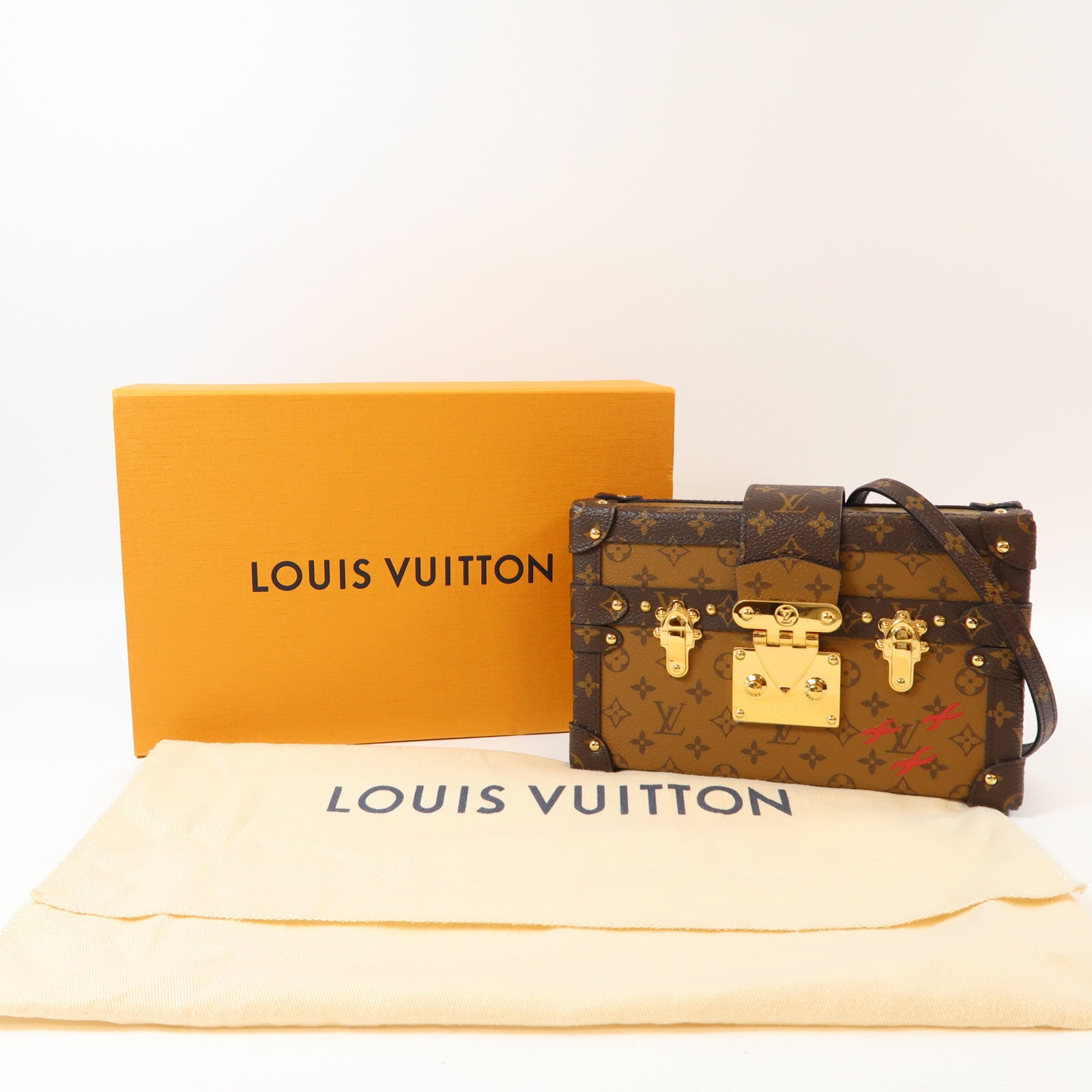 LOUIS VUITTON Monogram Reverse Petite Malle金扣肩背袋啡色
