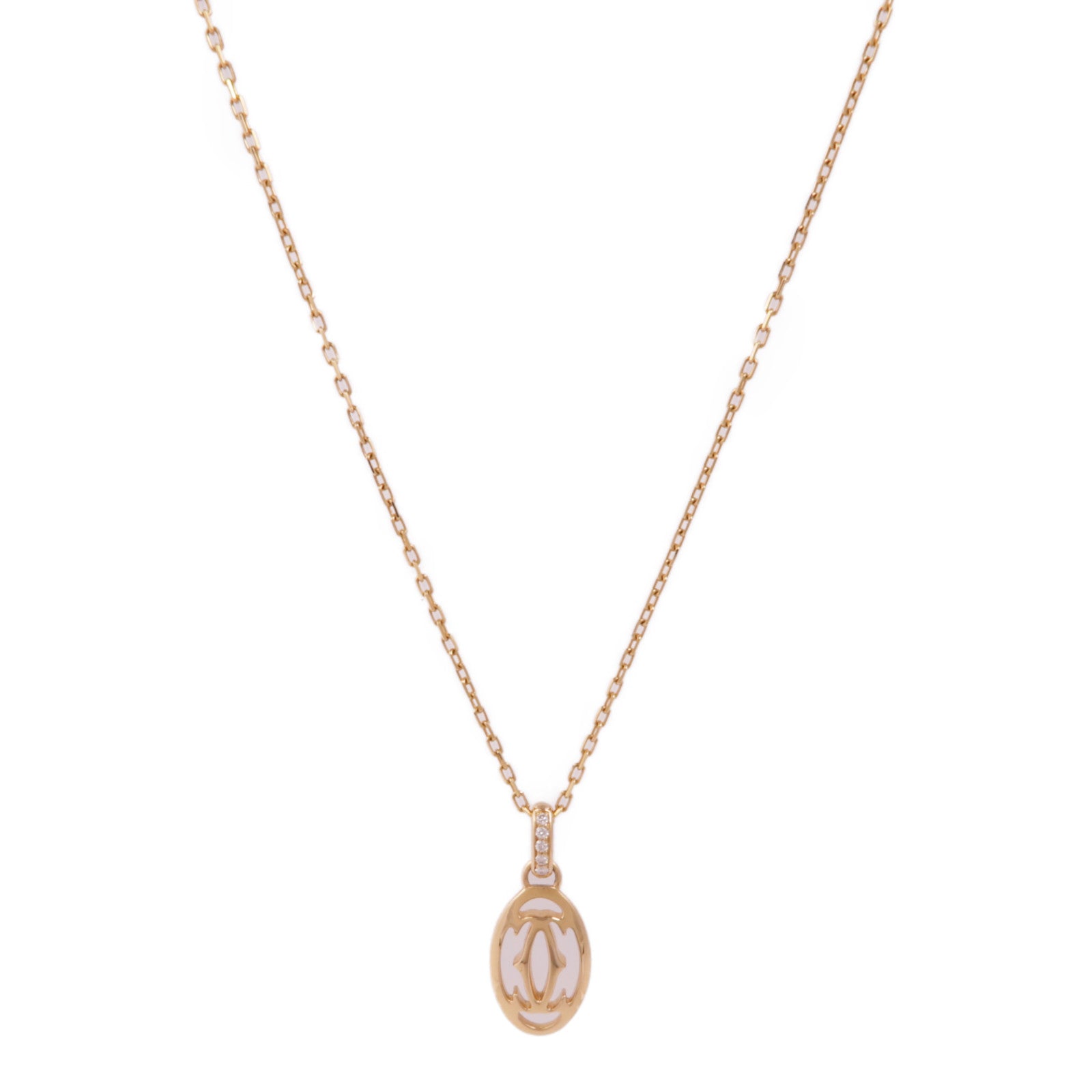 CARTIER 18K玫瑰金Double C De Cartier鑽石項鍊